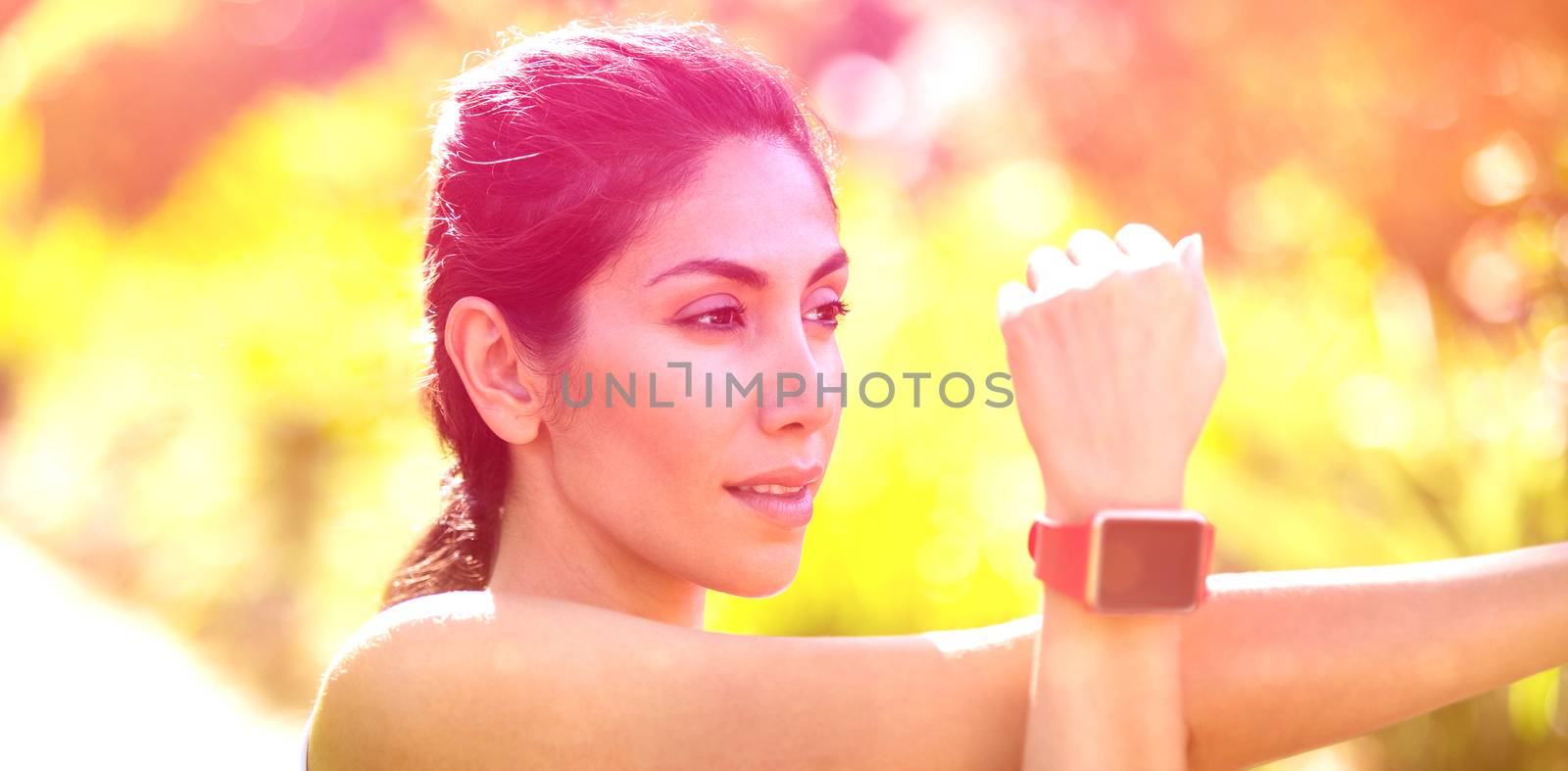 Woman exercising in forest in countryside