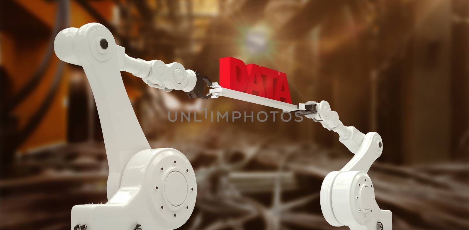 Composite image of metal robotic hands holding red data message against white background by Wavebreakmedia