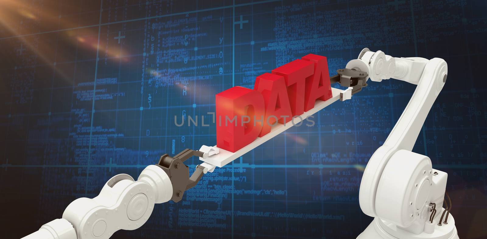 Composite image of robotic hands holding data text  by Wavebreakmedia