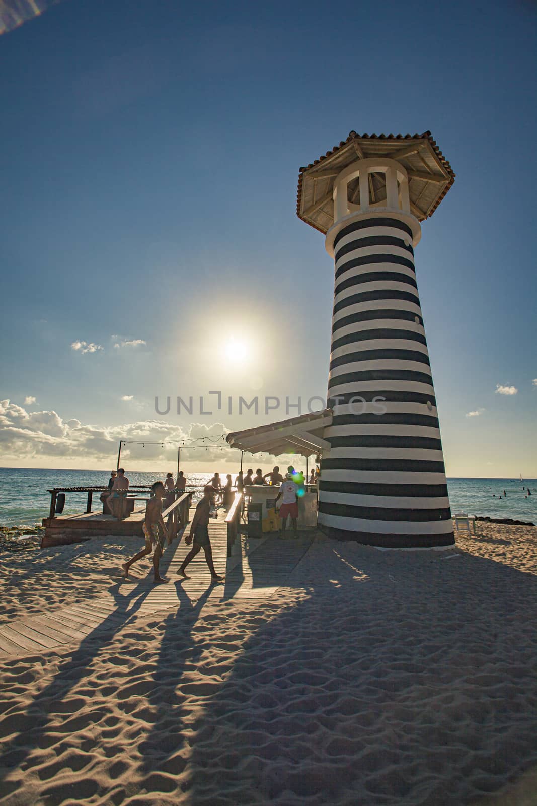 DOMINICUS, DOMINICAN REPUBLIC 6 FEBRAURY 2020: View of Dominicus beach near Bayhaibe with the lighthouse