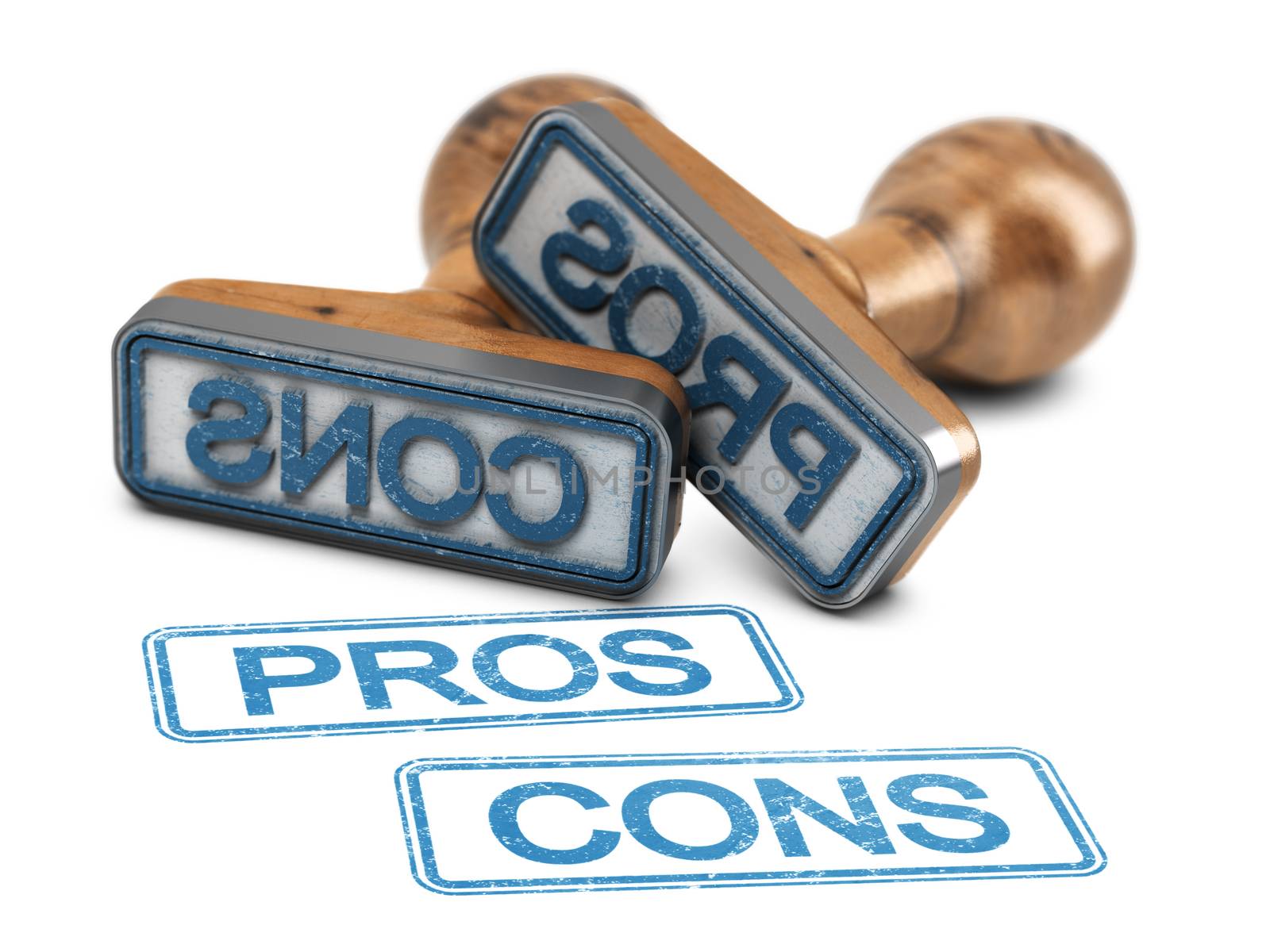 Pros and cons rubber stamps over white background. by Olivier-Le-Moal