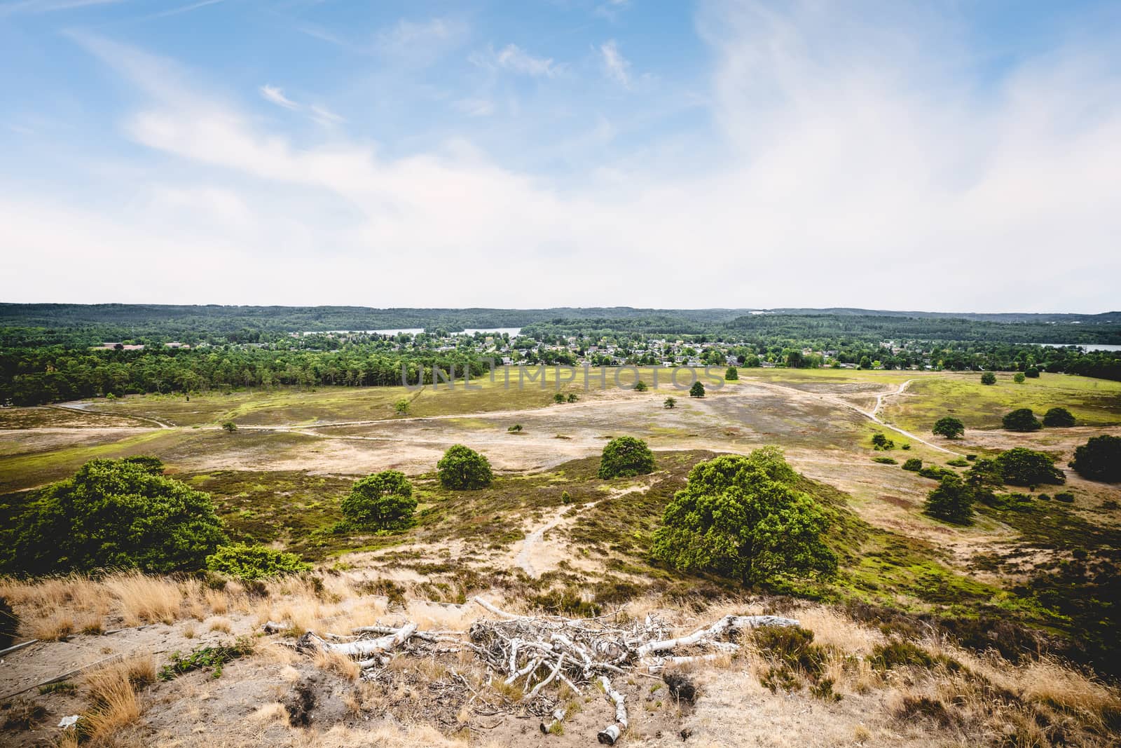 View from a hill in the summer with dry plains by Sportactive