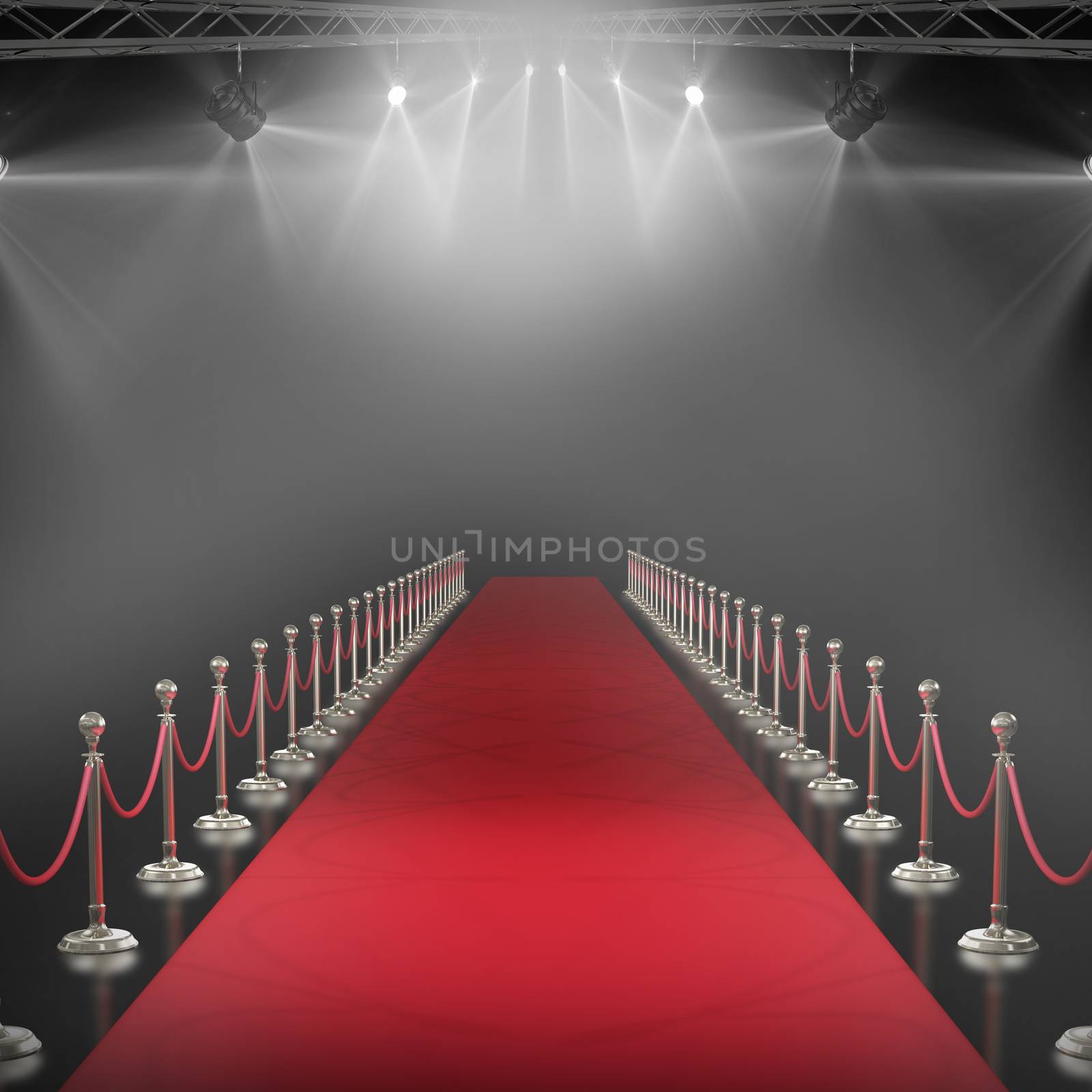 3d Spotlights against black background with vignette