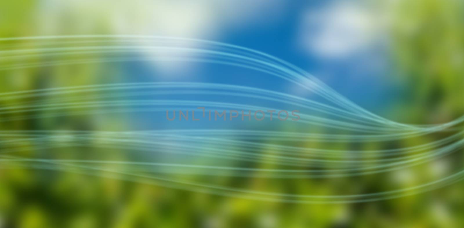 3d Coloured background with shiny lines against plants on field during sunny day