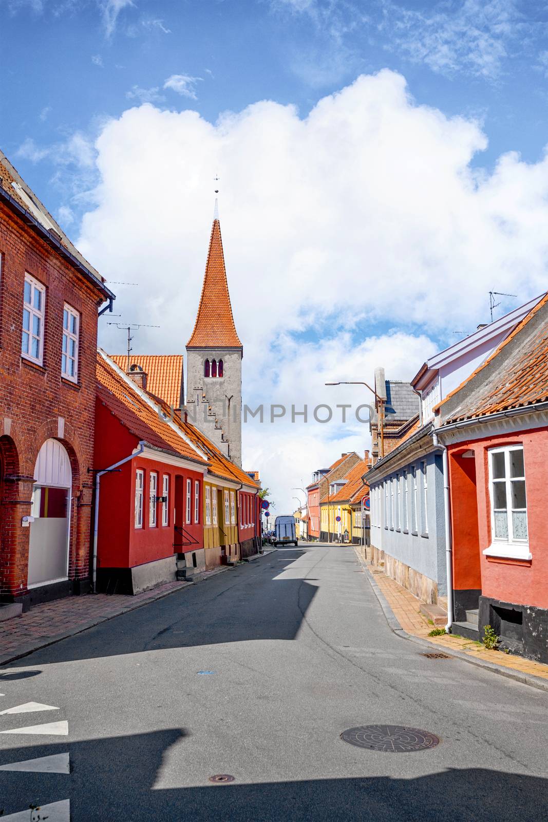 Village with a church in Denmark by Sportactive