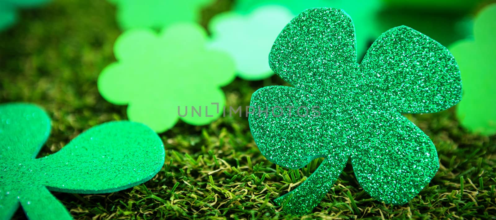 St Patricks Day green shamrock on grass