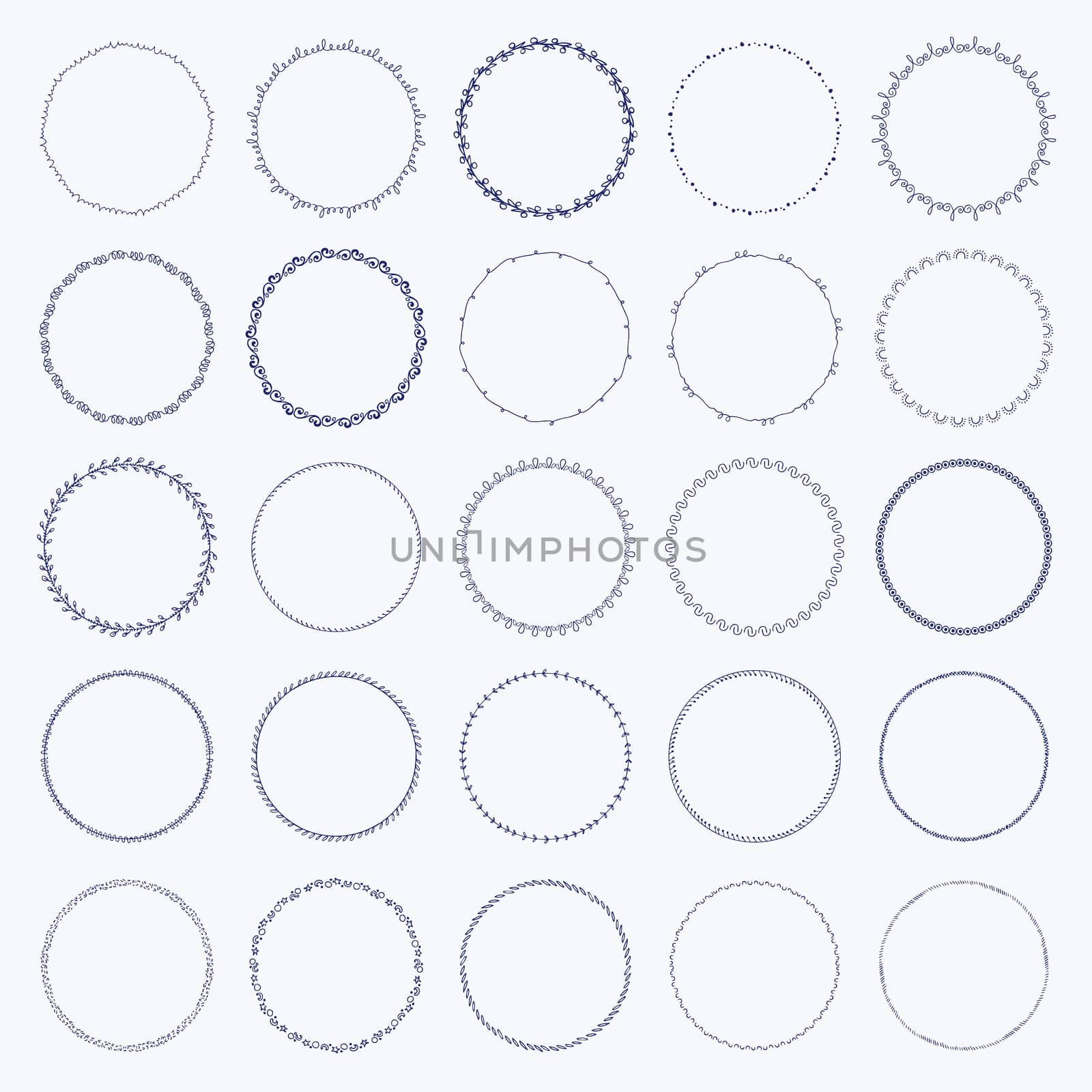 Vector icon set of round frames against white background