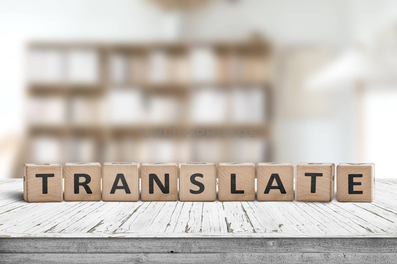 Translate message on a desk in a bright living room by Sportactive
