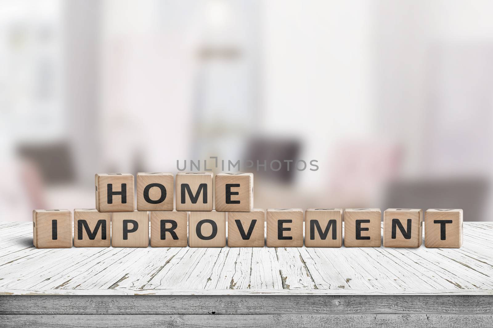 Home improvement sign in a bright room by Sportactive