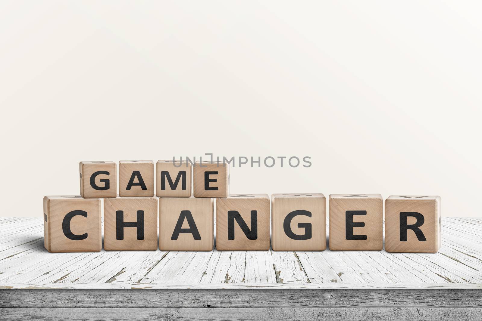 Game changer sign made of wooden blocks by Sportactive