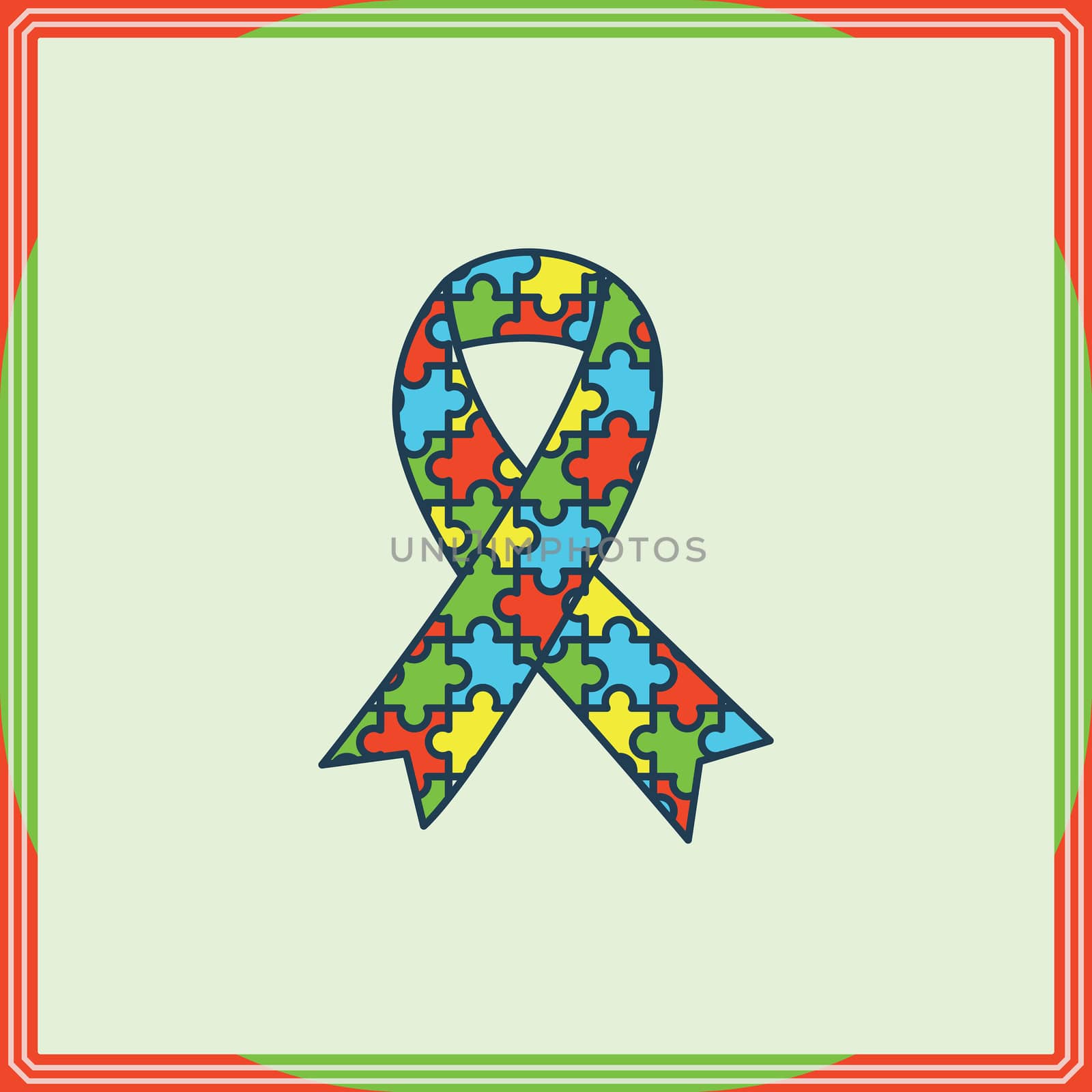 Vector of greeting card with puzzle ribbon symbol