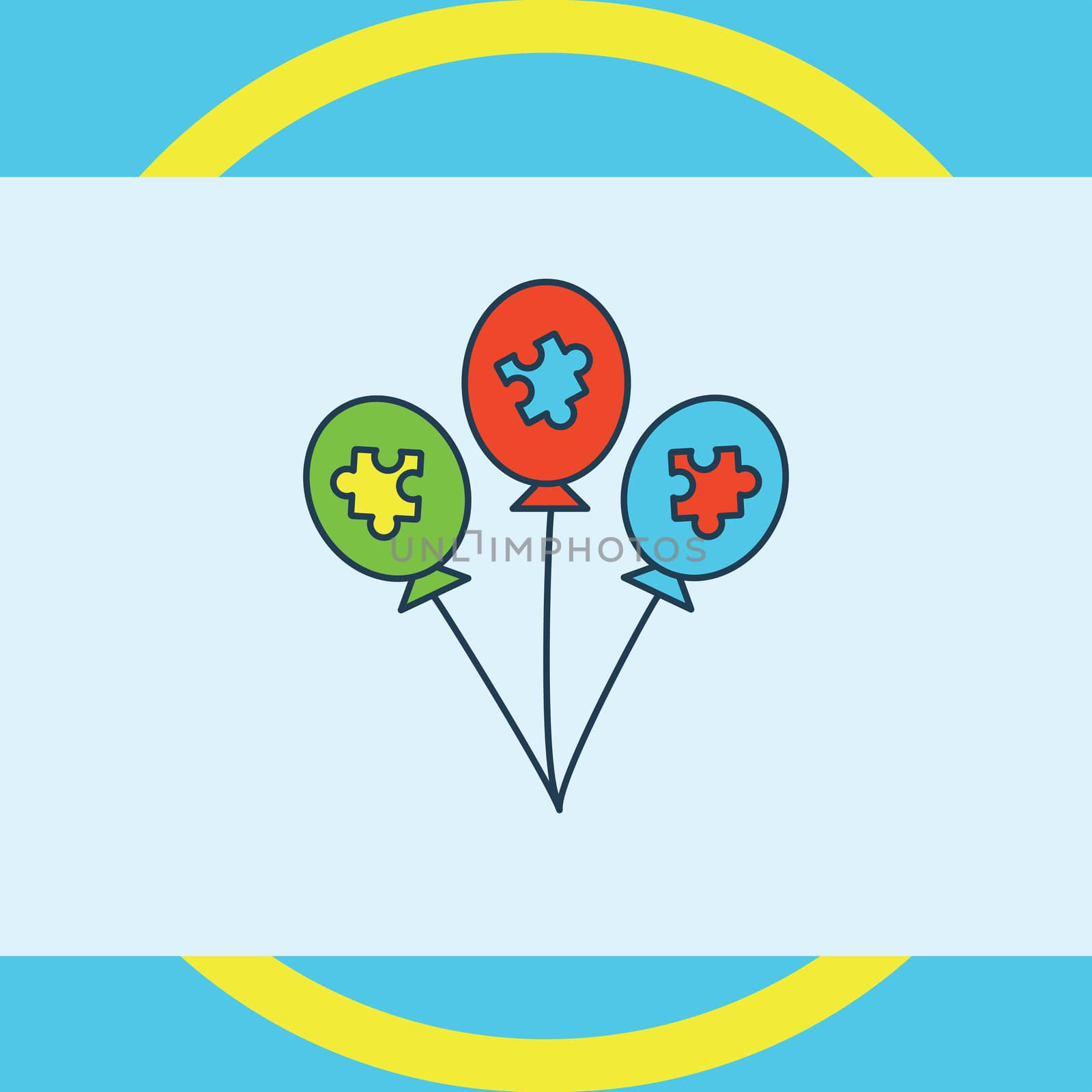 Vector of greeting card with puzzle balloon symbol