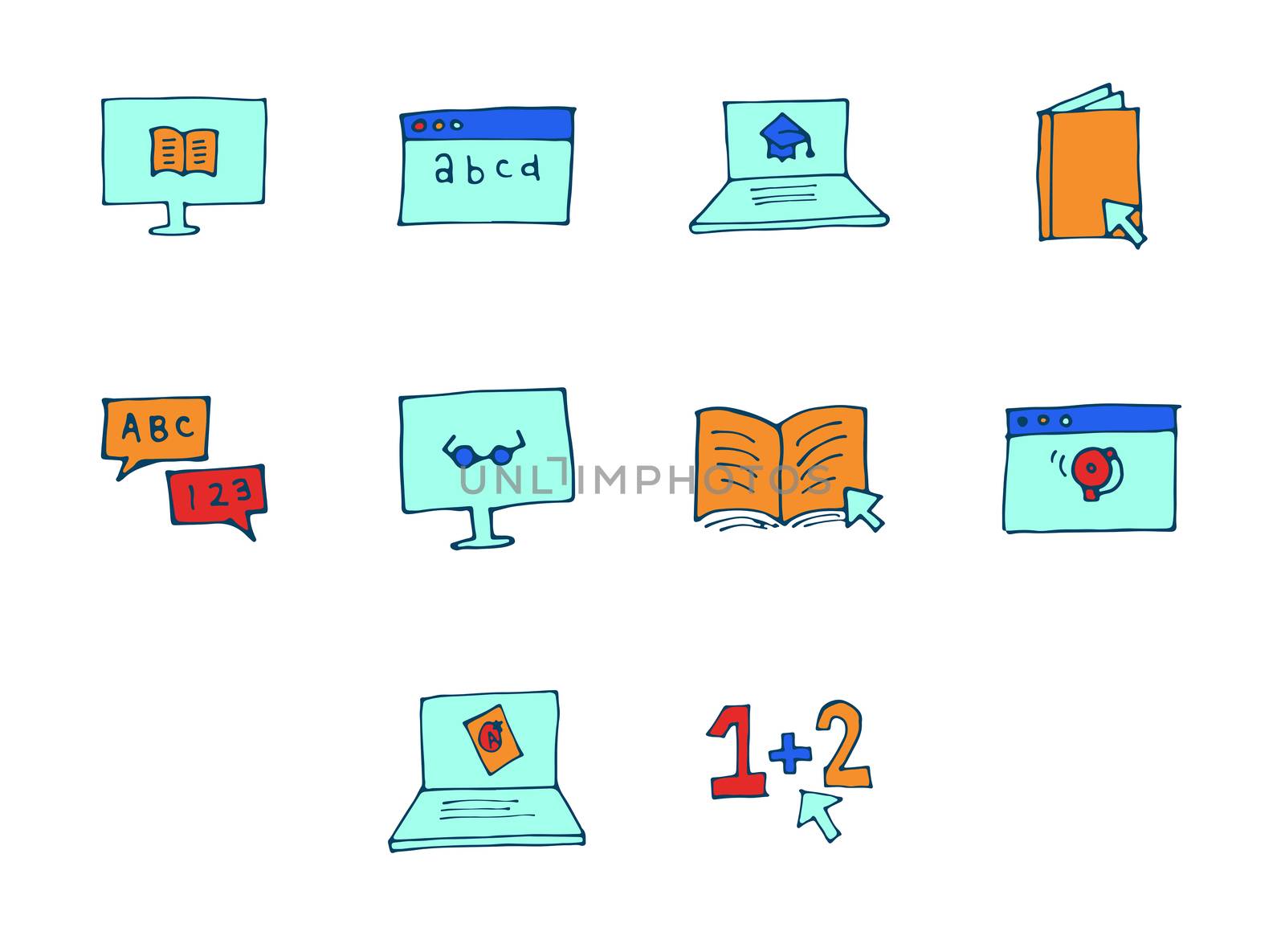 Vector icon set for online education by Wavebreakmedia