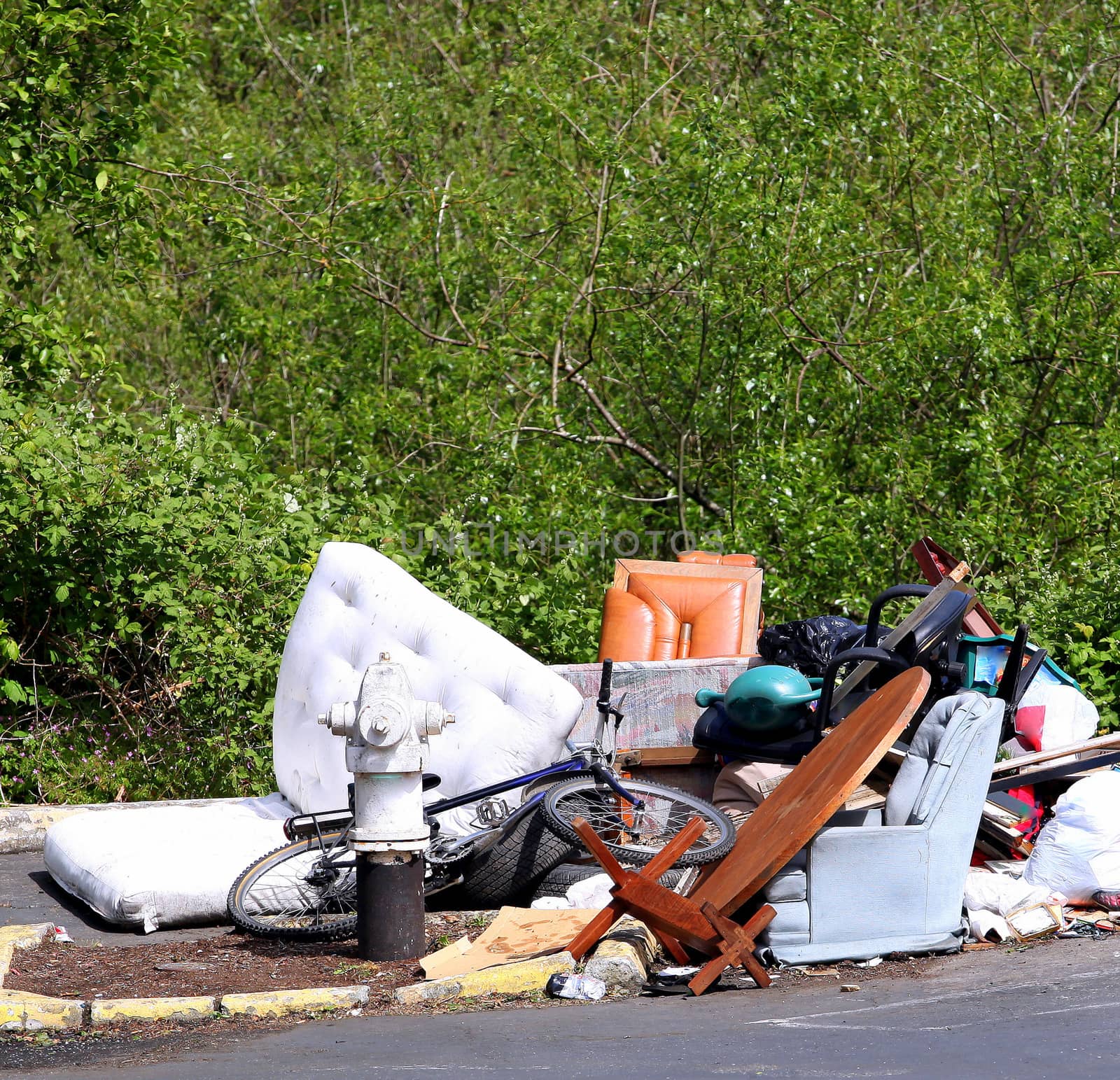 Tenants eviction with their furniture on the street.