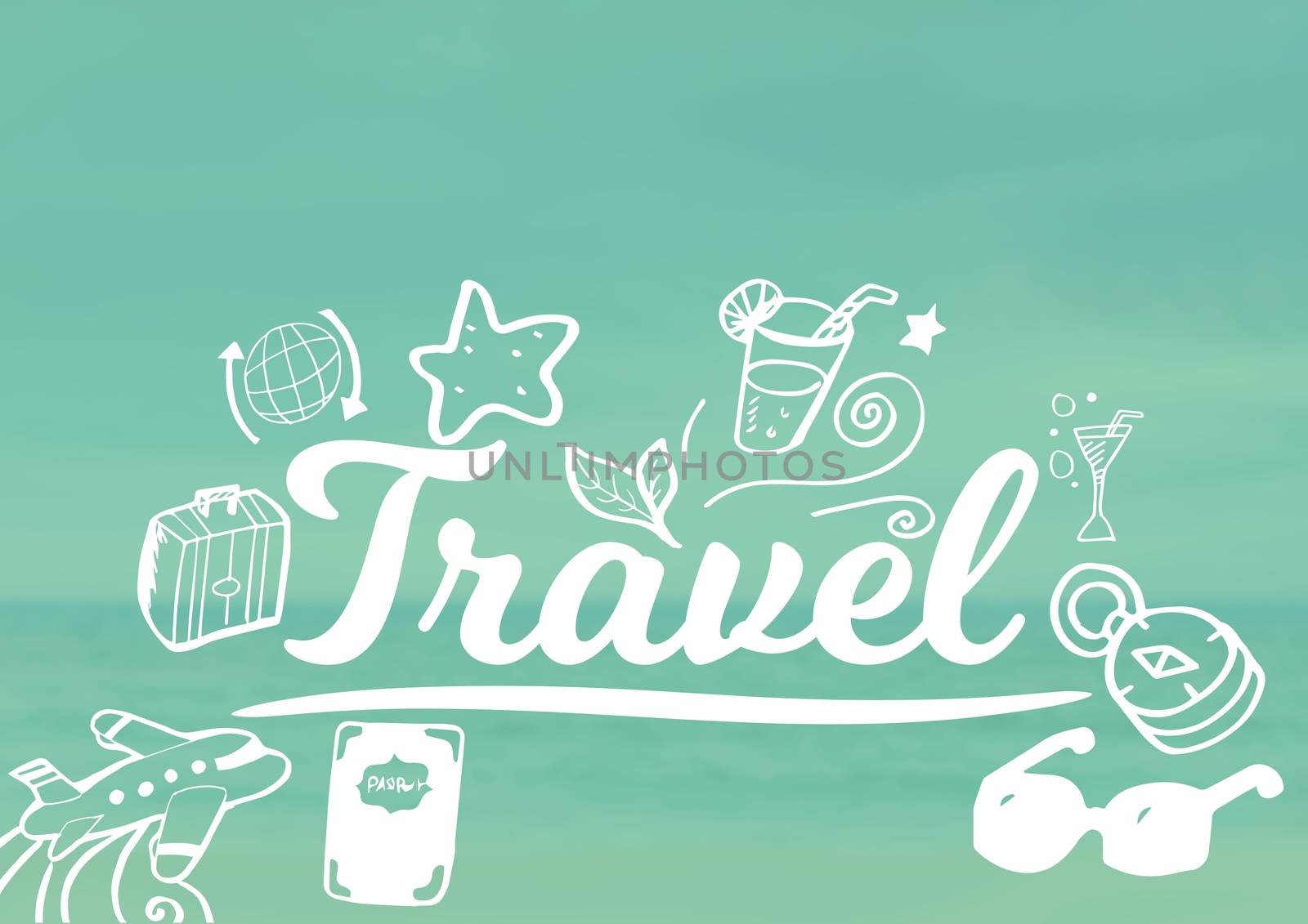 Travel text with drawings graphics by Wavebreakmedia