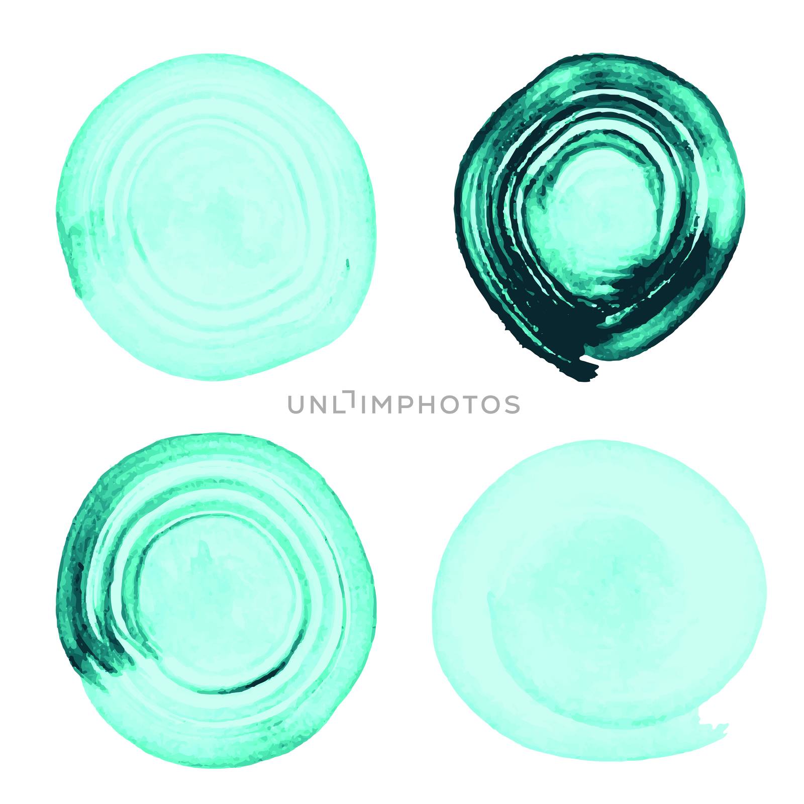 Vector set of painted circle spots against white background