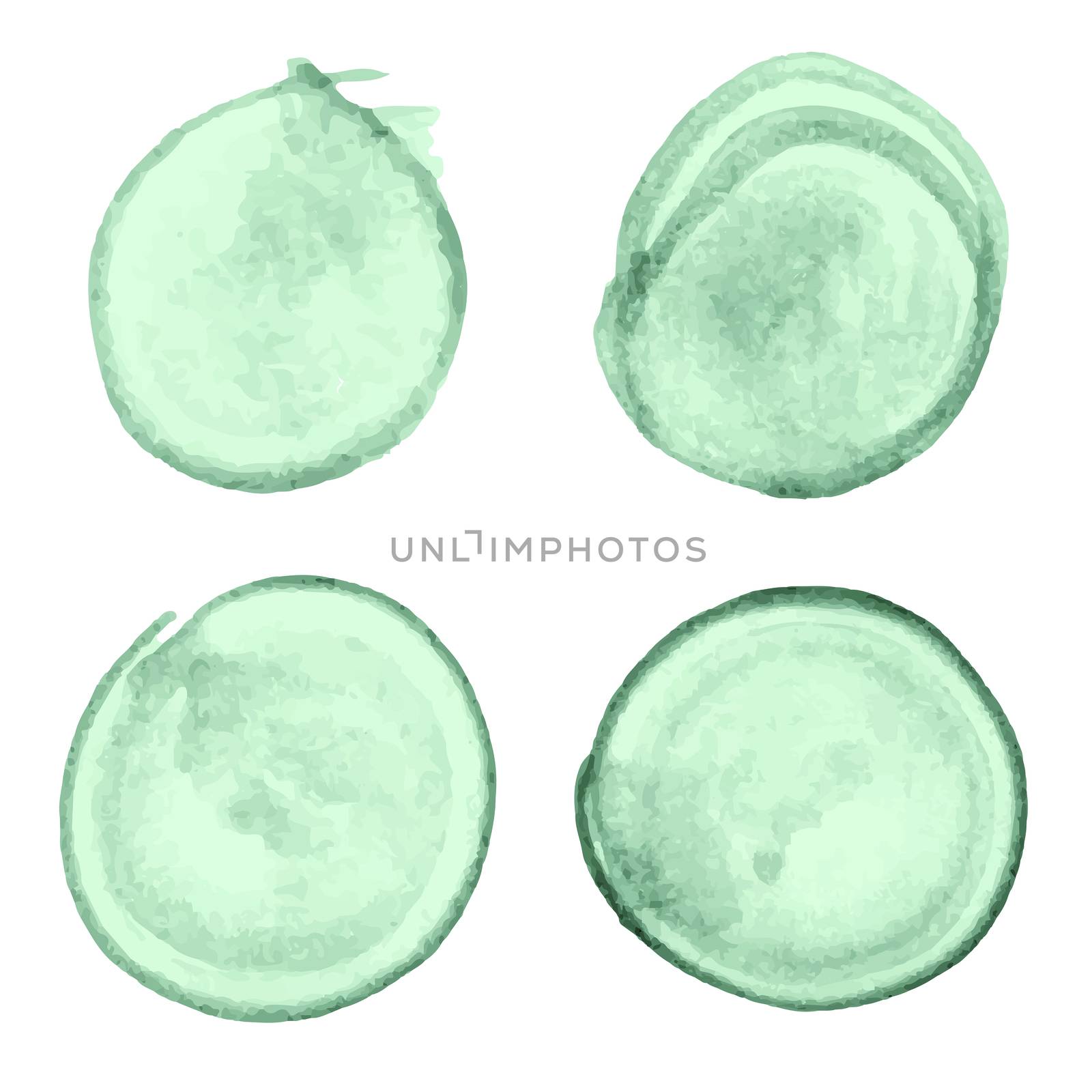 Vector set of painted circle spots against white background