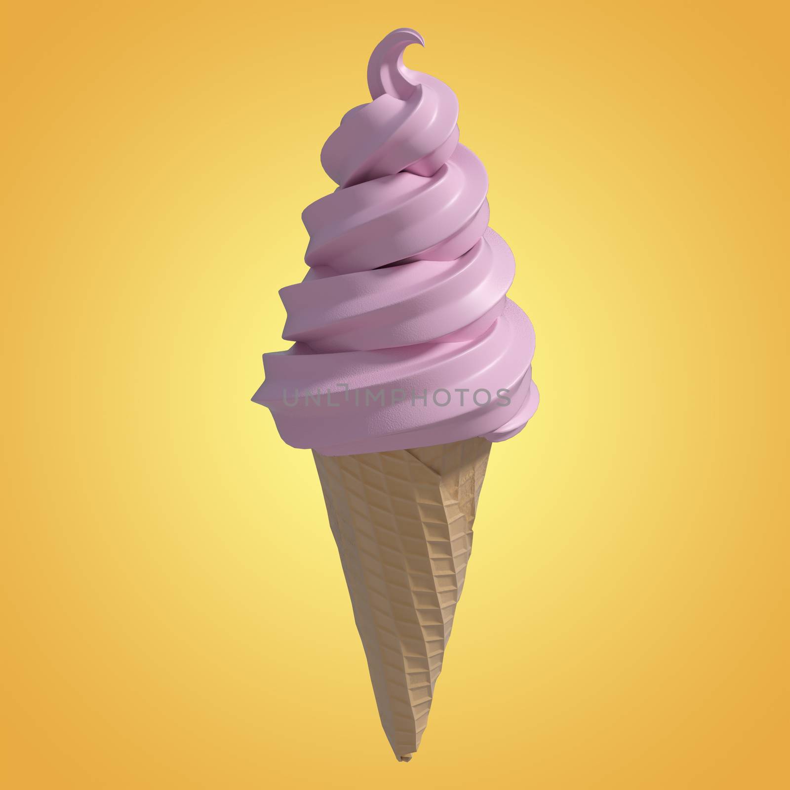 3D Composite image of a ice cream against yellow vignette