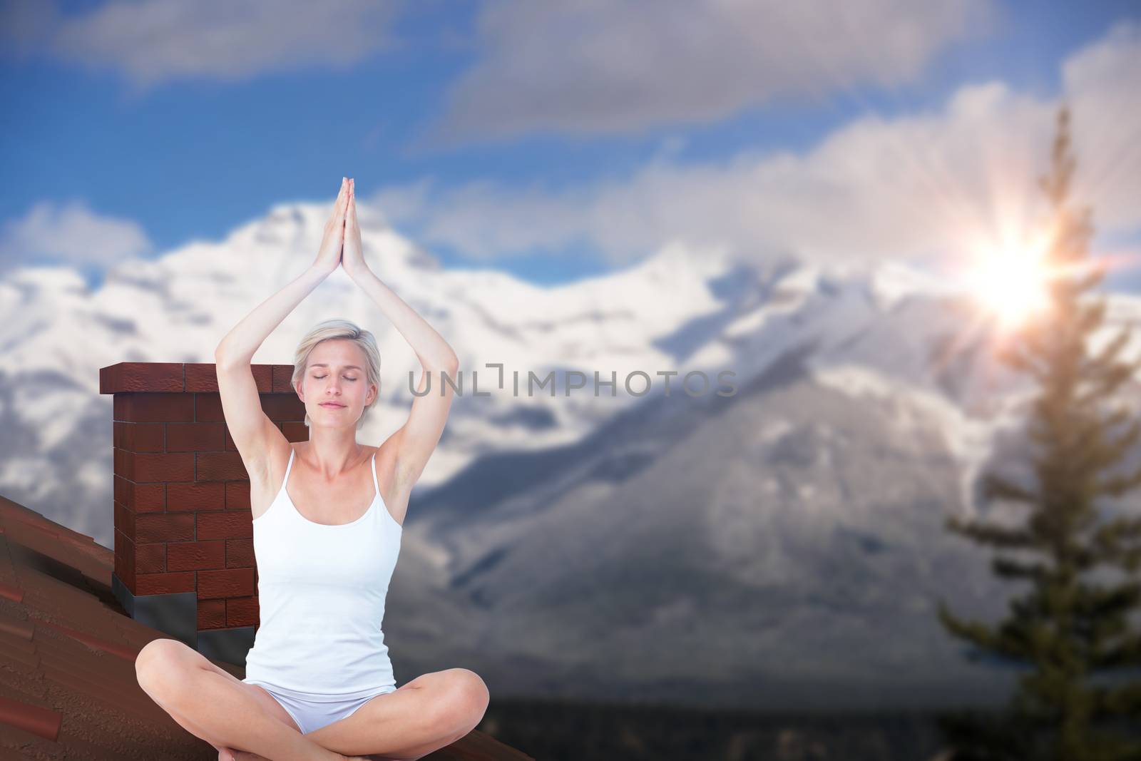 Composite image of fit woman doing yoga by Wavebreakmedia