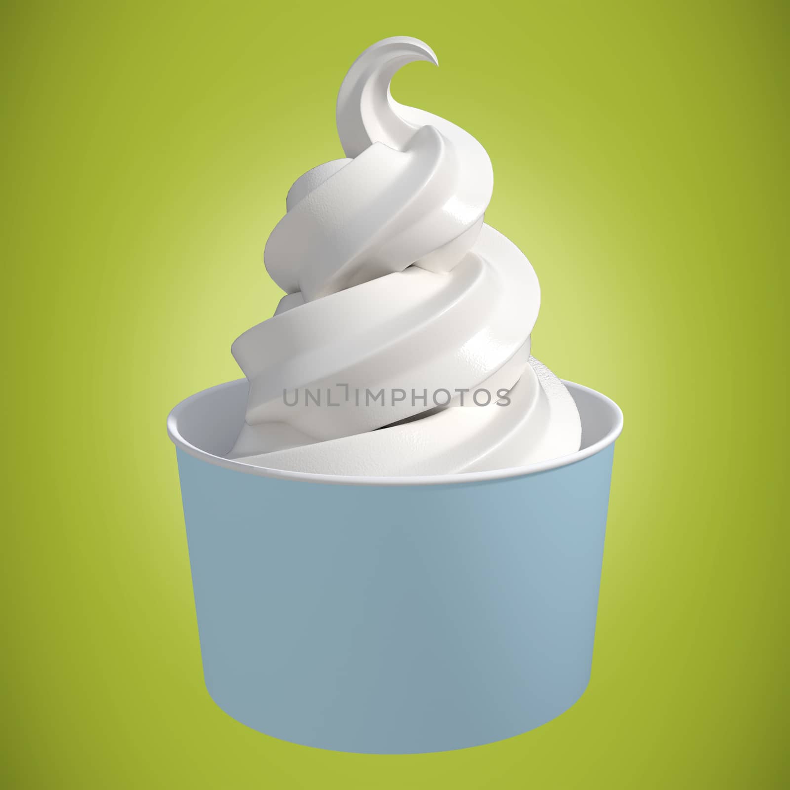 3D Composite image of a cupcake against green background