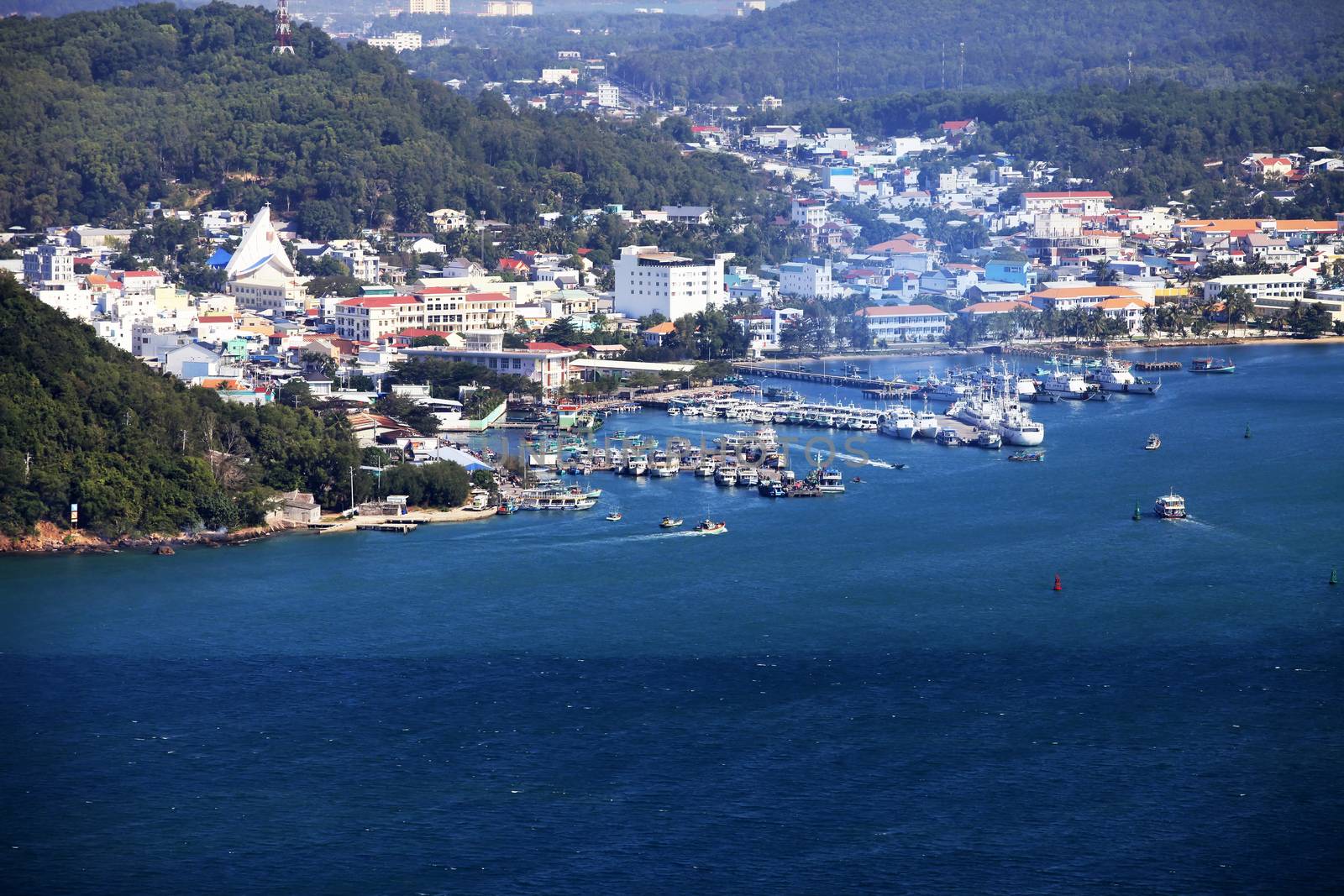 Aerial view of the resort coast of Vietnam, Phu Quoc by friday