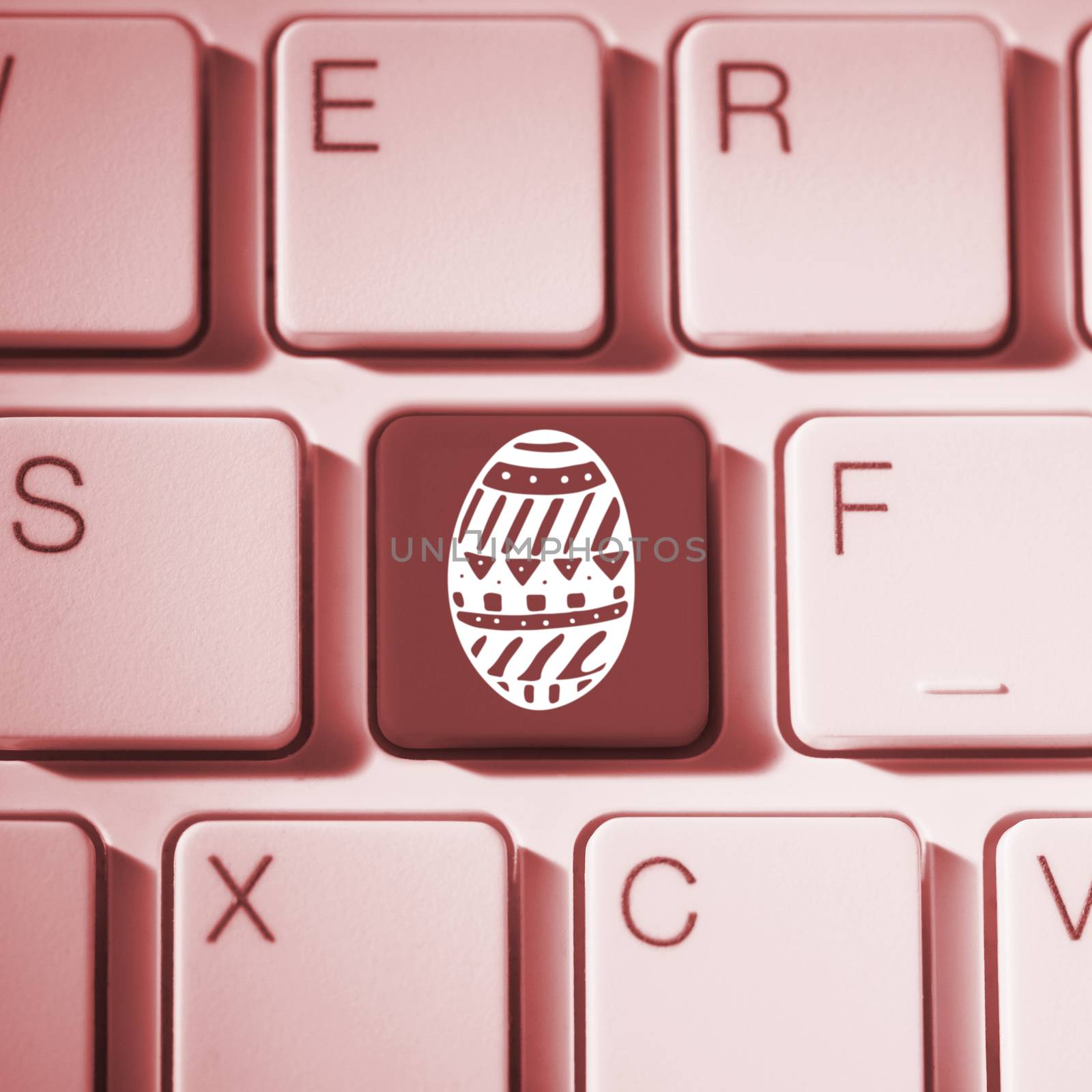 Digital composite of Red key on keyboard