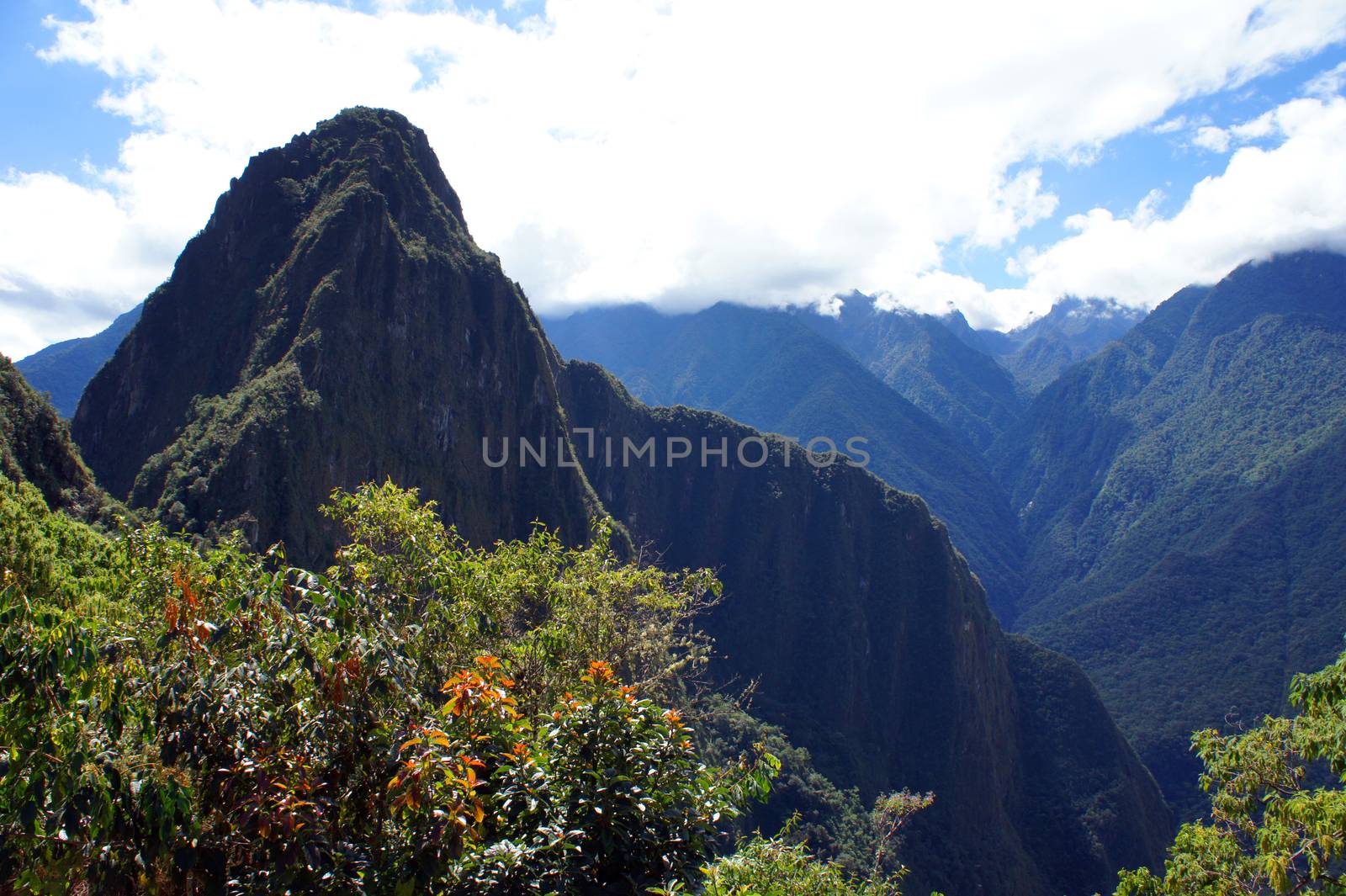 Machu Picchu, site of the ruins of the Incan citadel high in the Andes Mountains in Peru