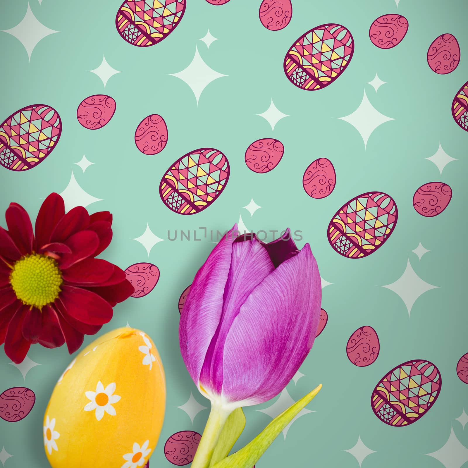 Picture of a flower against easter egg