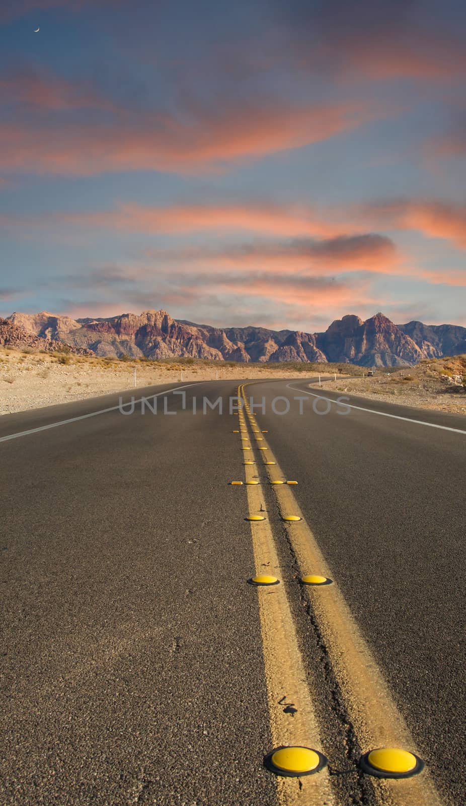 Road Into the Desert at Dusk by dbvirago