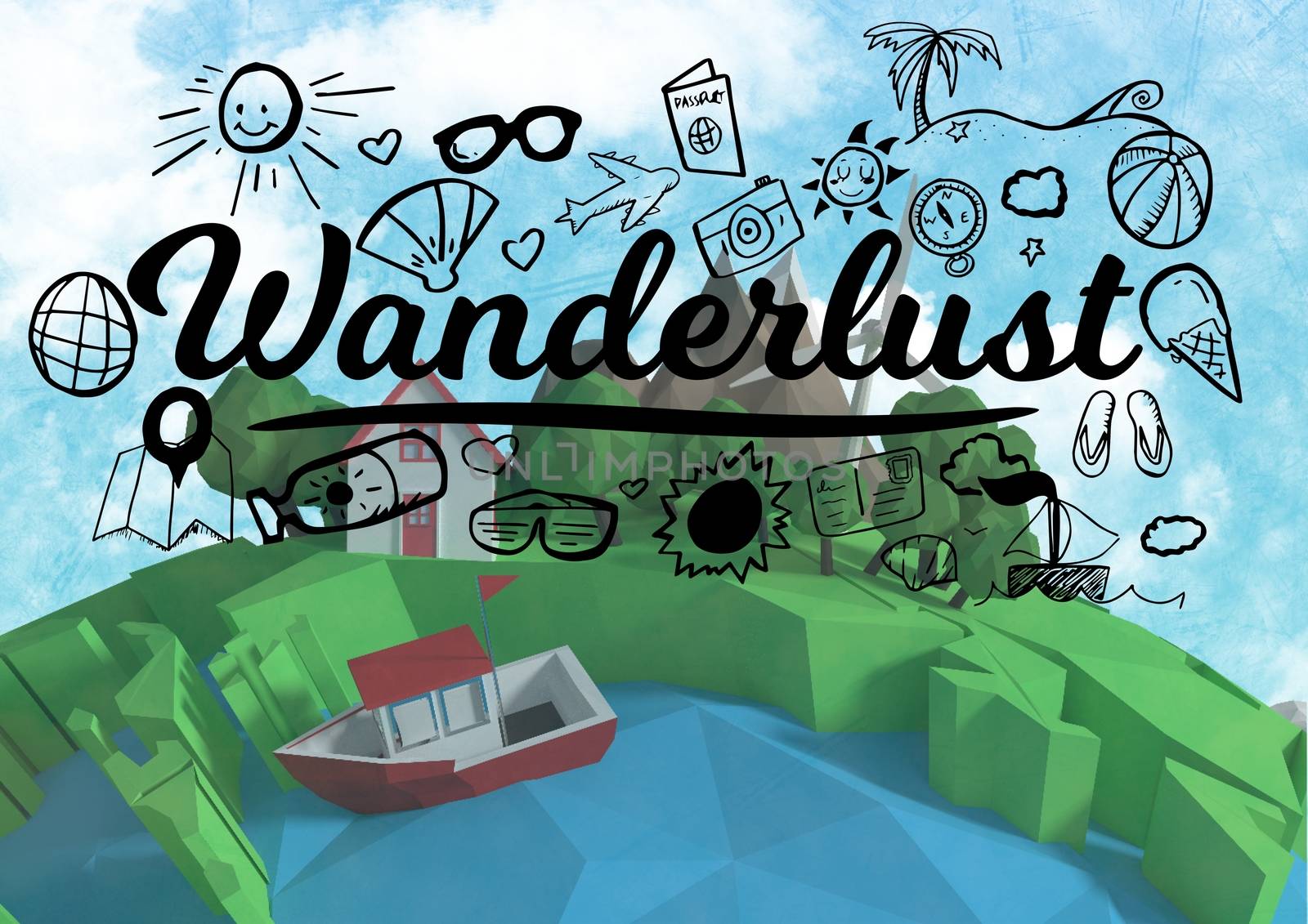 Wanderlust graphic with 3D animation earth by Wavebreakmedia