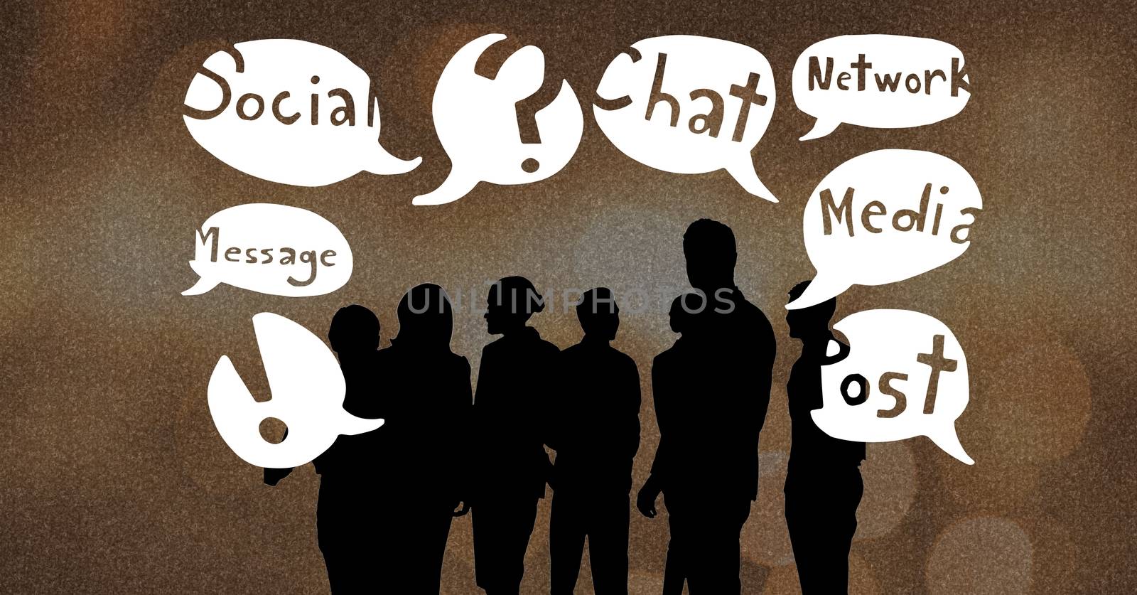 Silhouette people with chat bubbles by Wavebreakmedia