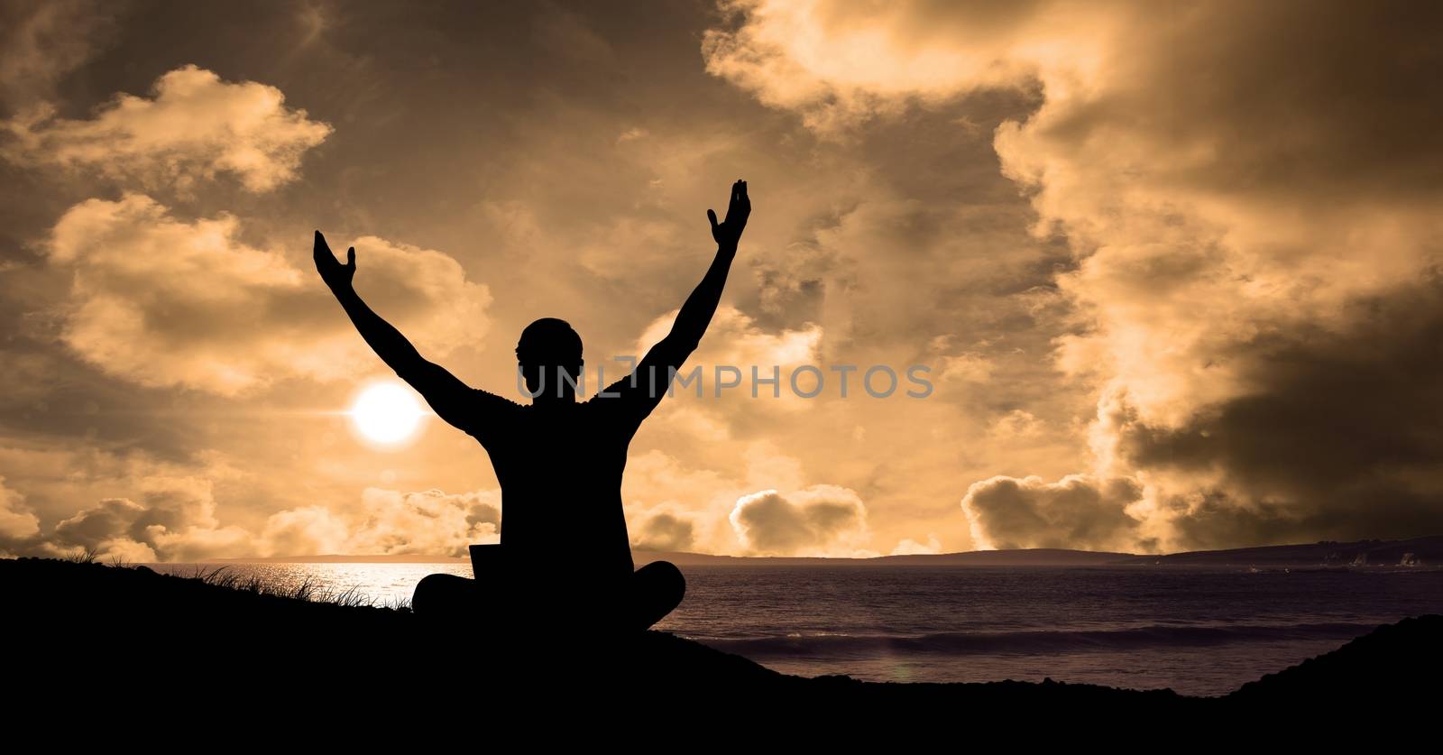 shadow man exercising yoga by Wavebreakmedia