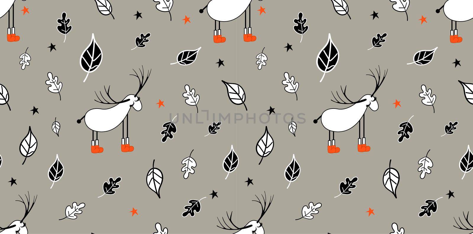 Set of Scandinavian trend seamless winter pattern. Minimalistic xmas seamless pattern perfect for wallpaper, textile cotton print, bed linen, holiday package or wrapping paper.