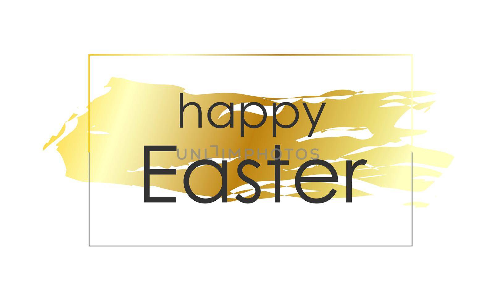 Elegant trendy inscription Happy Easter on a gold background. illustration isolated on white. Easter banner for magazine or promotion.