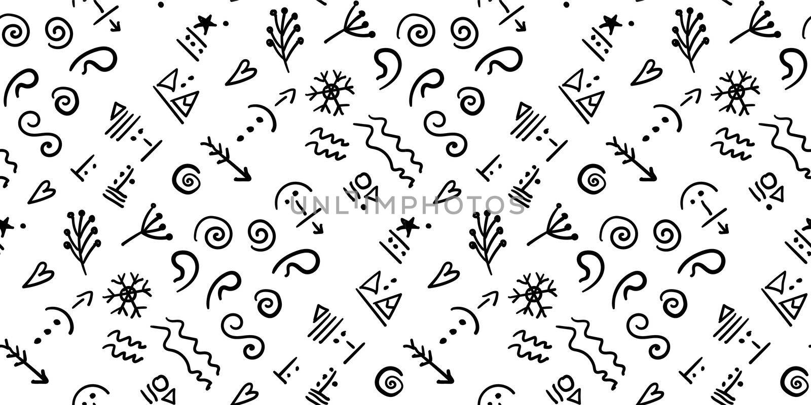 Ancient runes. Rock painting. Illustration in folk style. Stylized characters. Scandinavian print. Seamless pattern. by annatarankova