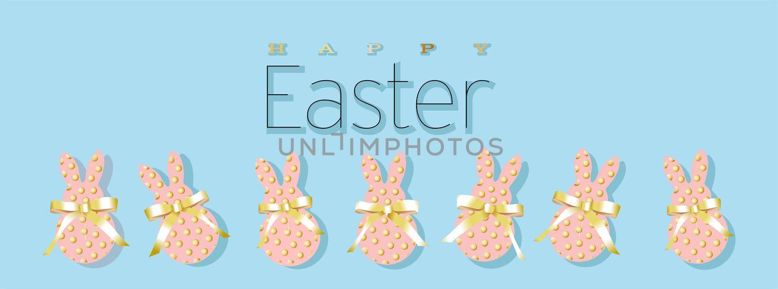 Happy Easter greeting card, poster, with cute, sweet bunny