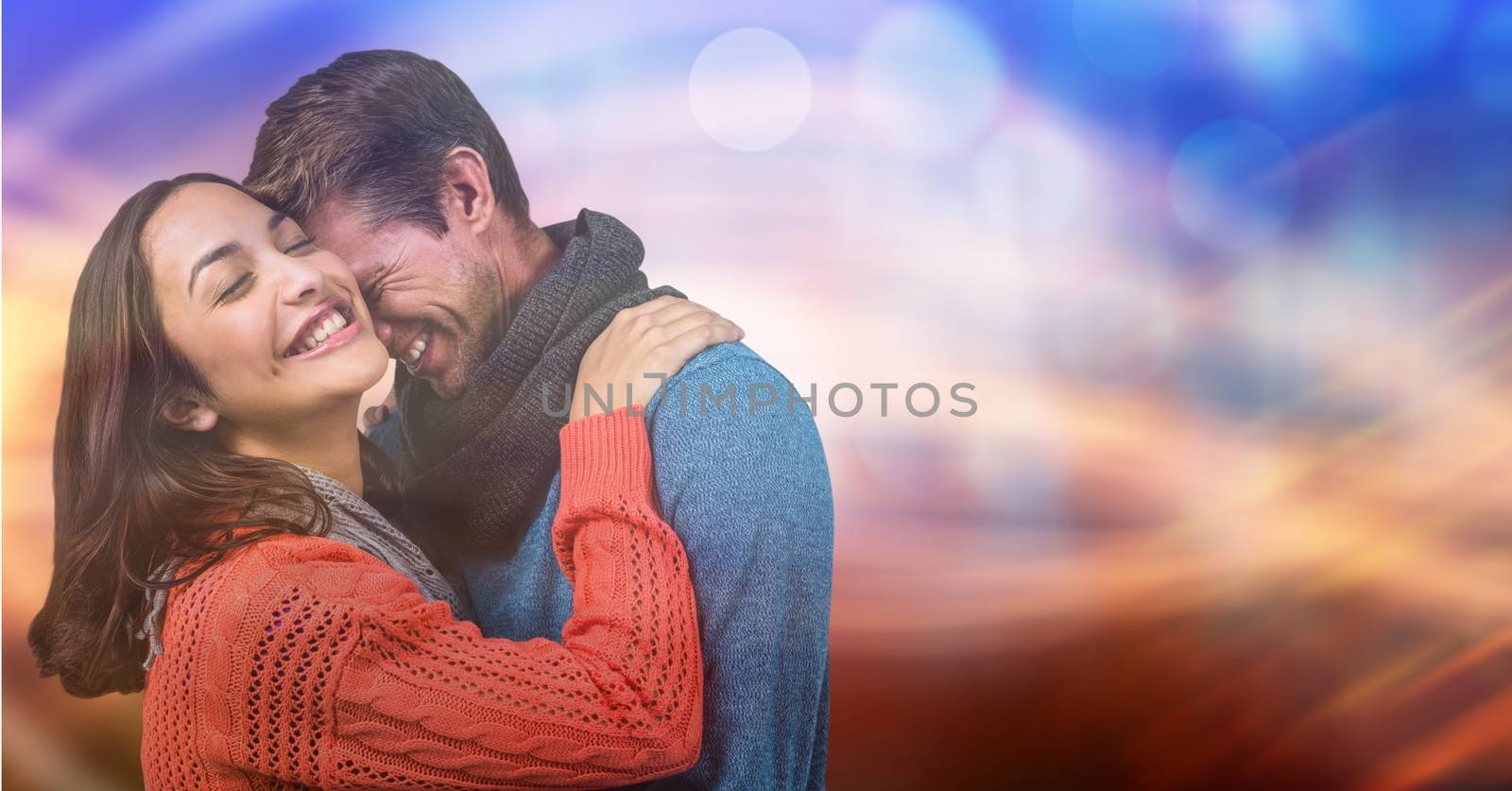 Digital composite of Romantic couple over bokeh