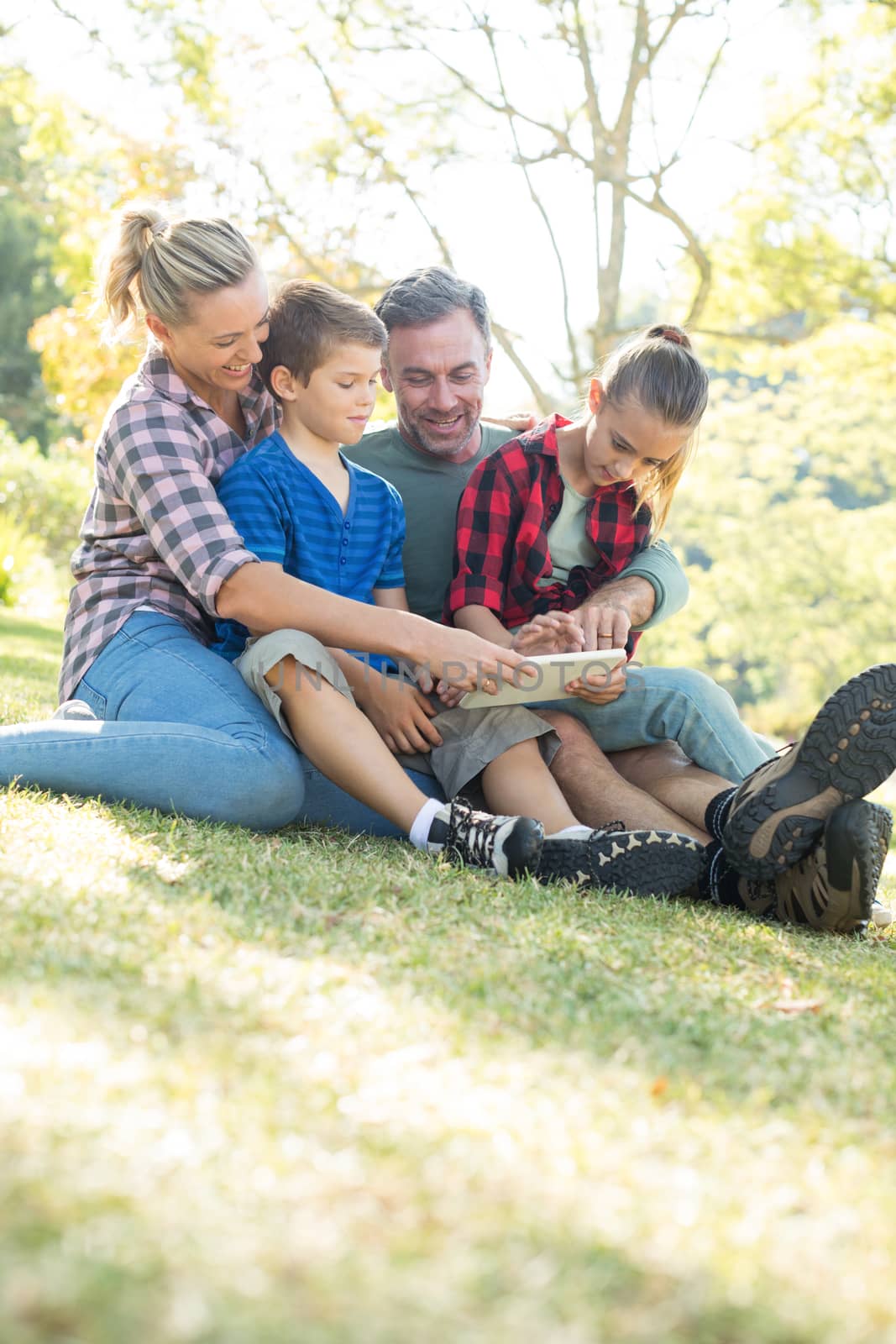 Family using digital tablet in the park by Wavebreakmedia