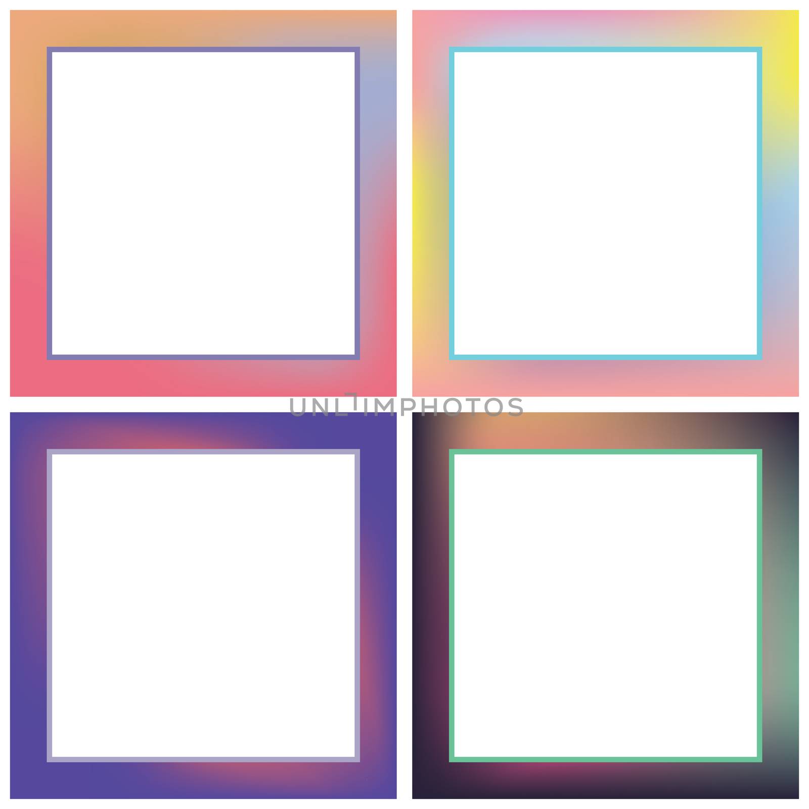 Vector icon set for neon frames against white background