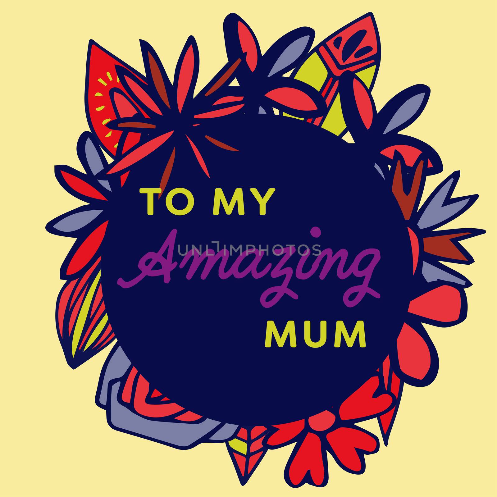 Vector of mothers day card with to my amazing mum message