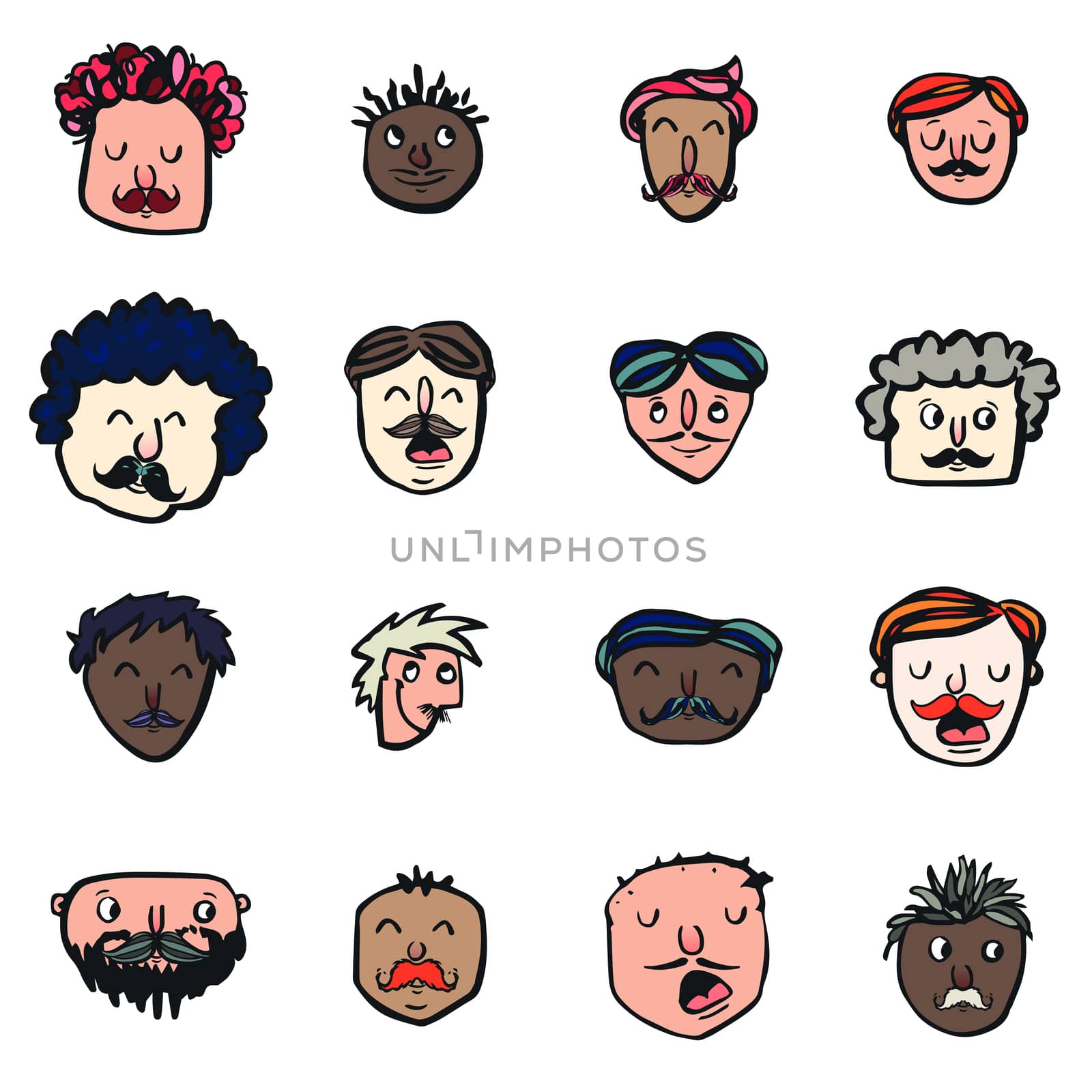 Vector icon set of dad faces by Wavebreakmedia