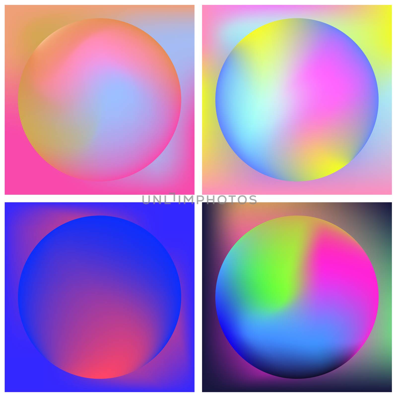 Vector icon set of neon sphere against white background