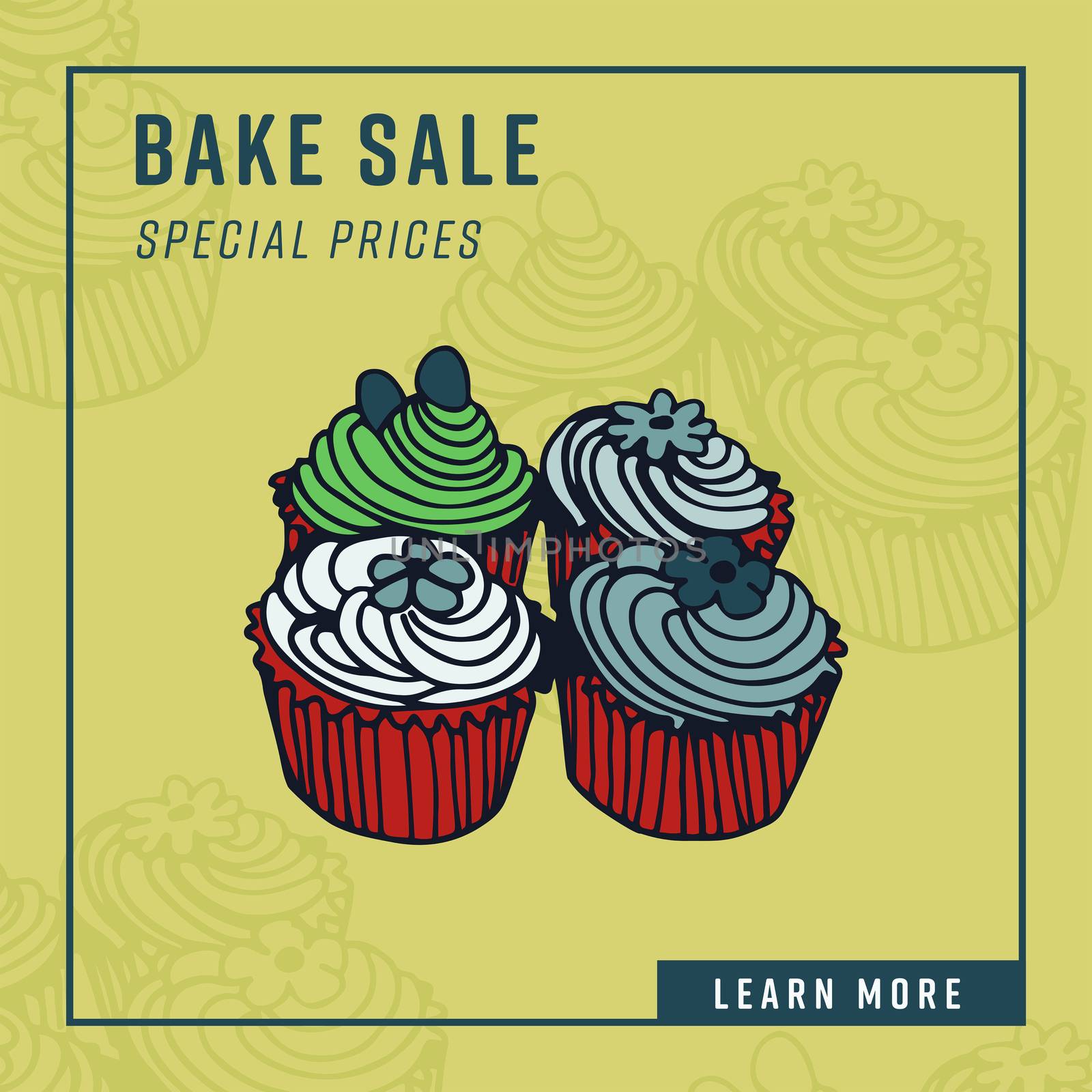 Greeting card with cupcake and bake sale text by Wavebreakmedia