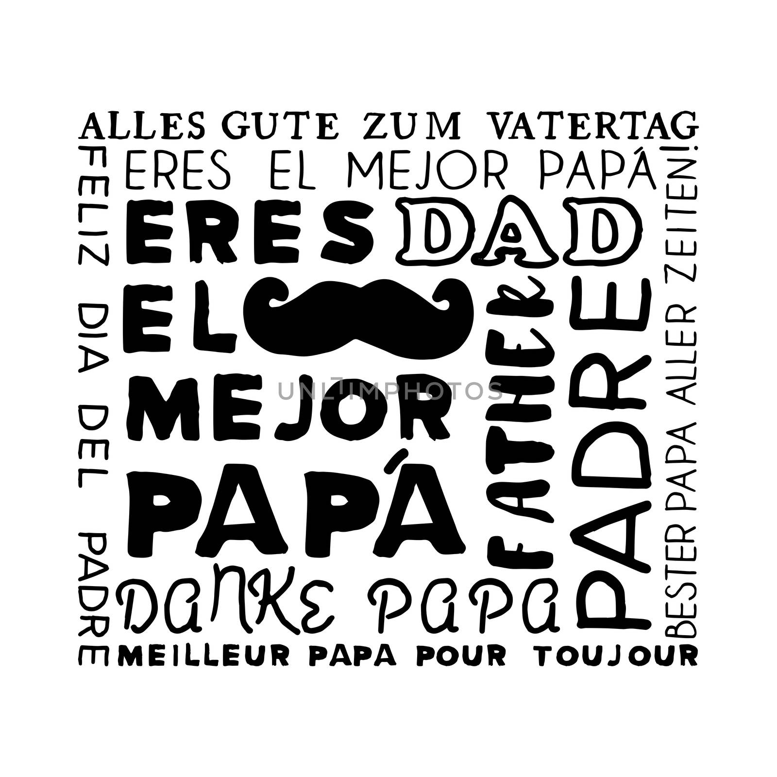 Word happy fathers day on white background