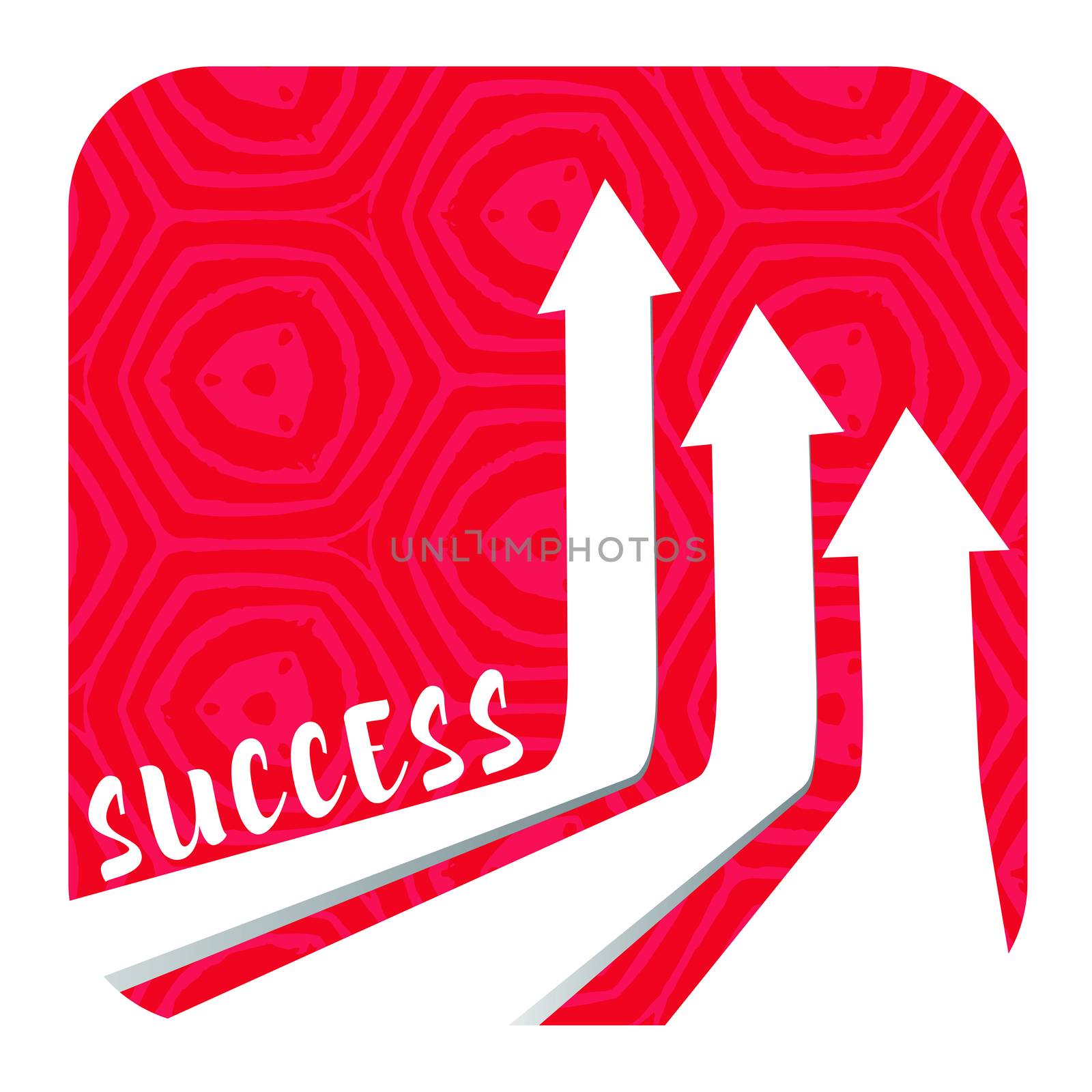 Vector icon of arrow with success text against white background