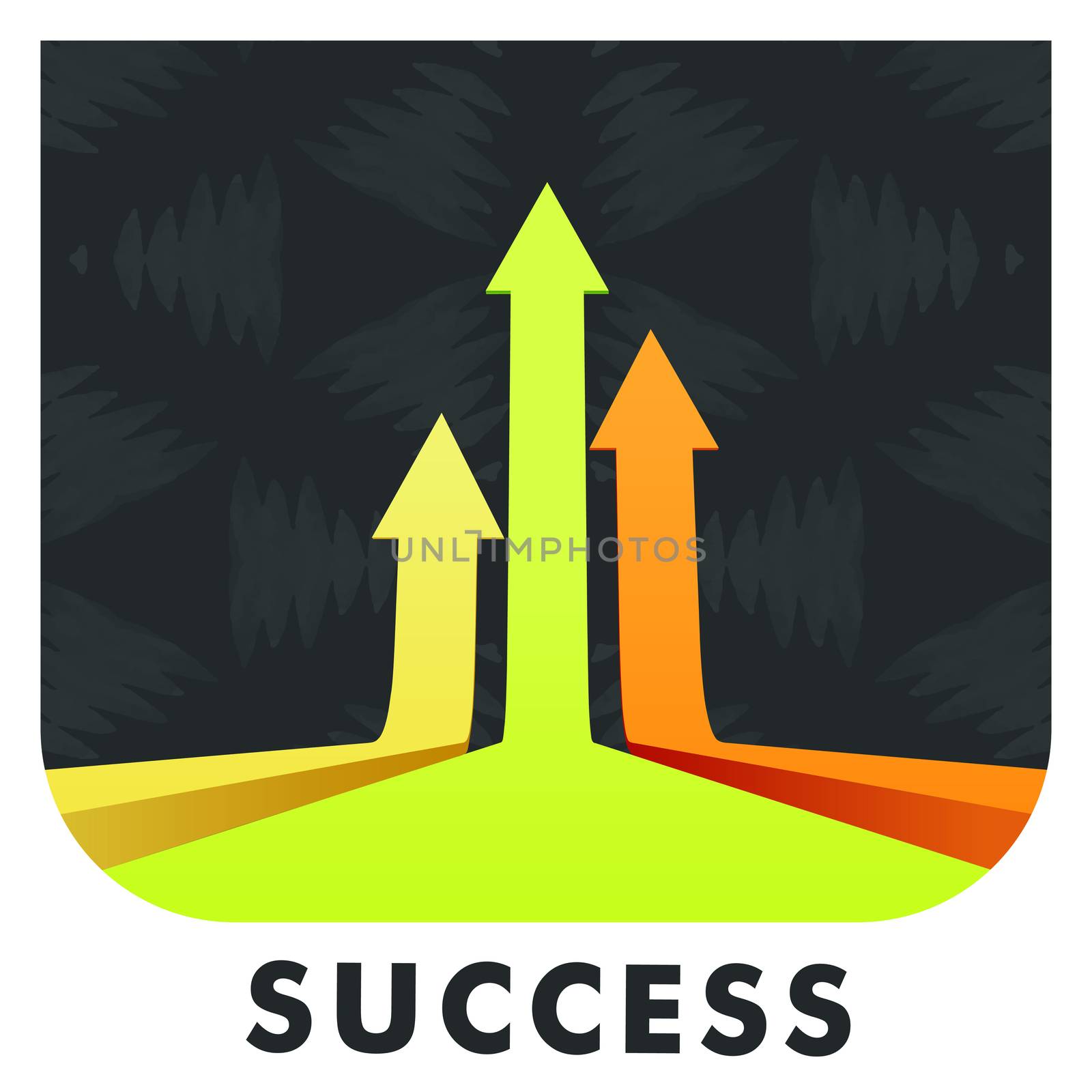 Vector icon of arrow with success text by Wavebreakmedia