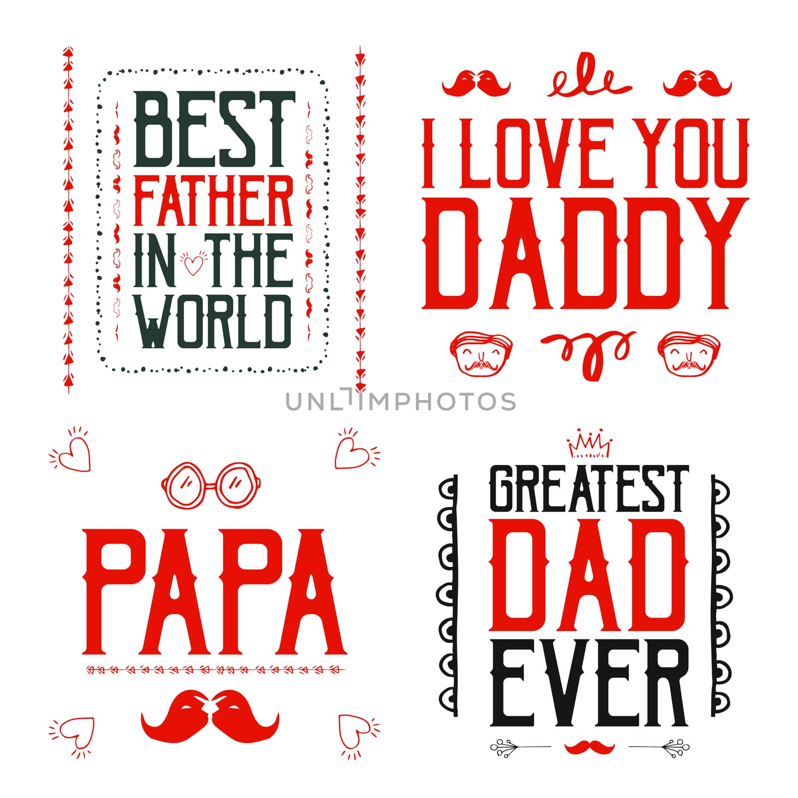 Vector icon set of fathers day greeting card by Wavebreakmedia