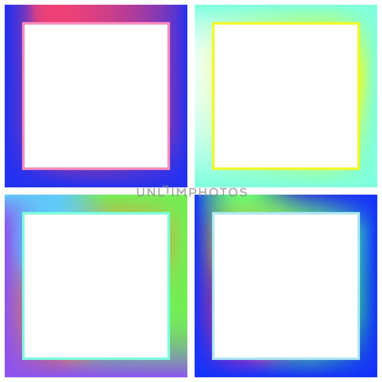 Vector icon set for neon frames against white background