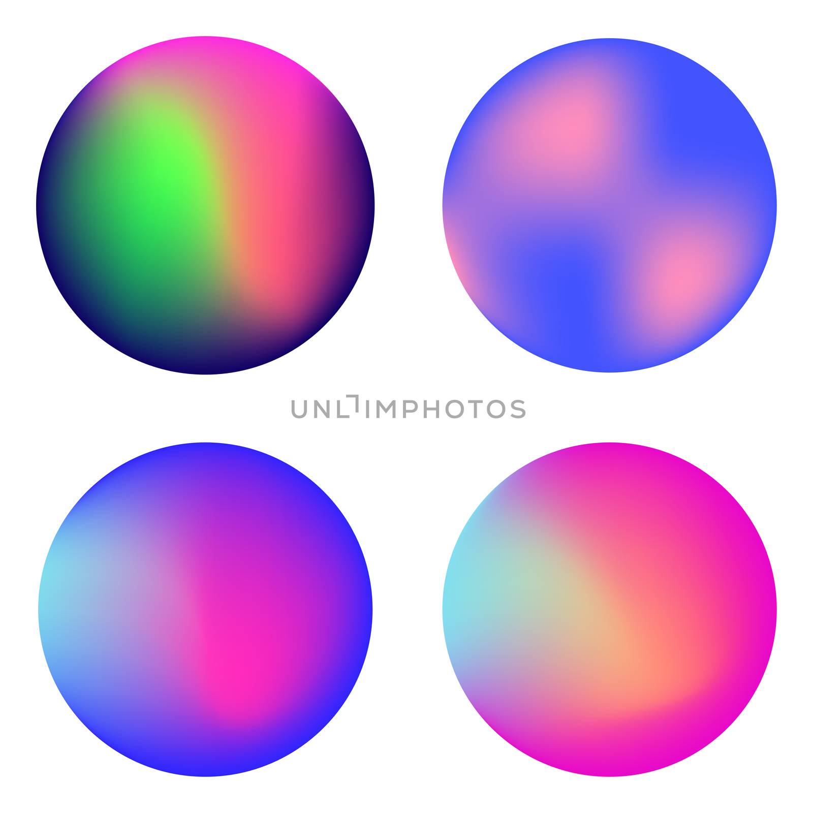 Vector icon set of neon sphere against white background