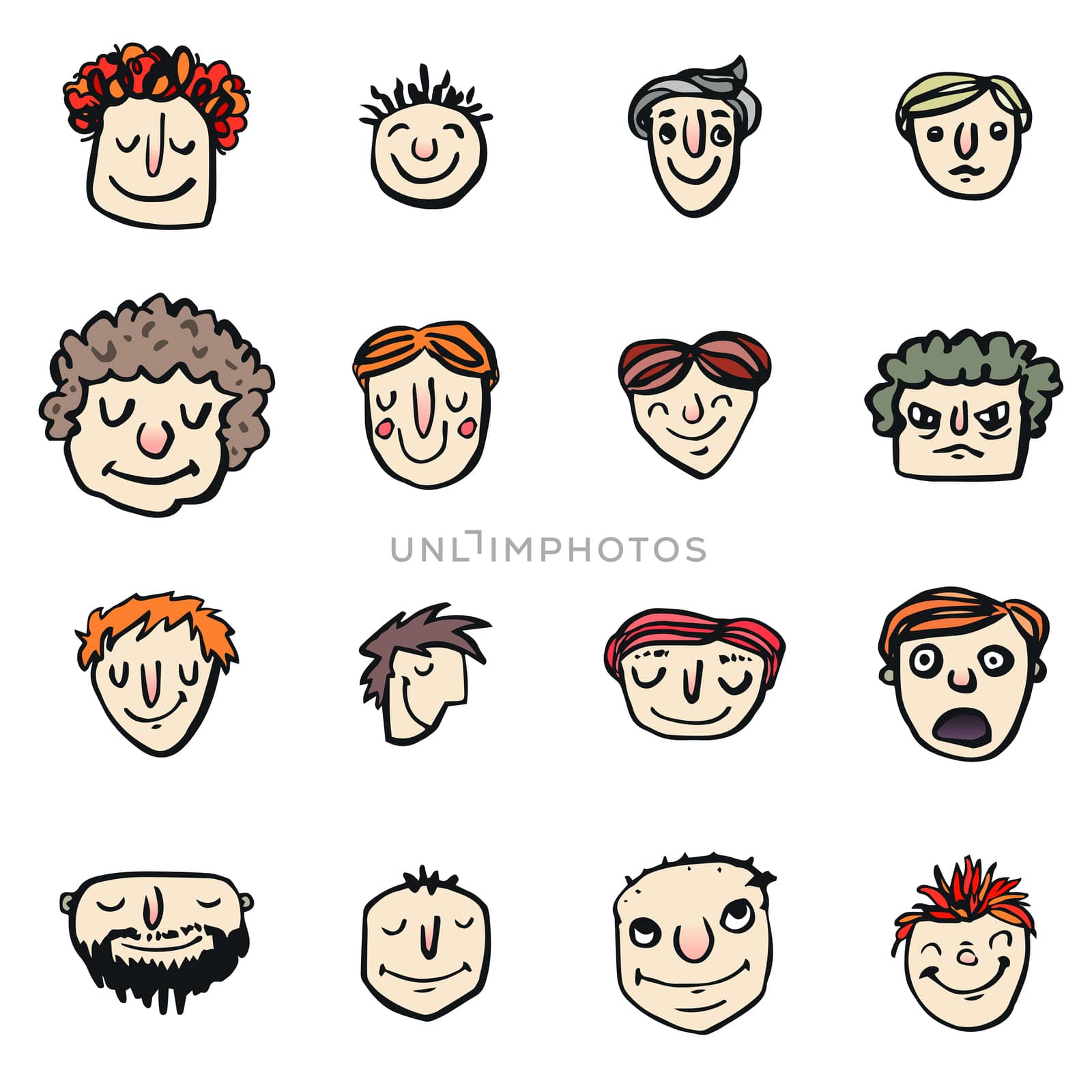 Vector icon set of dad faces by Wavebreakmedia